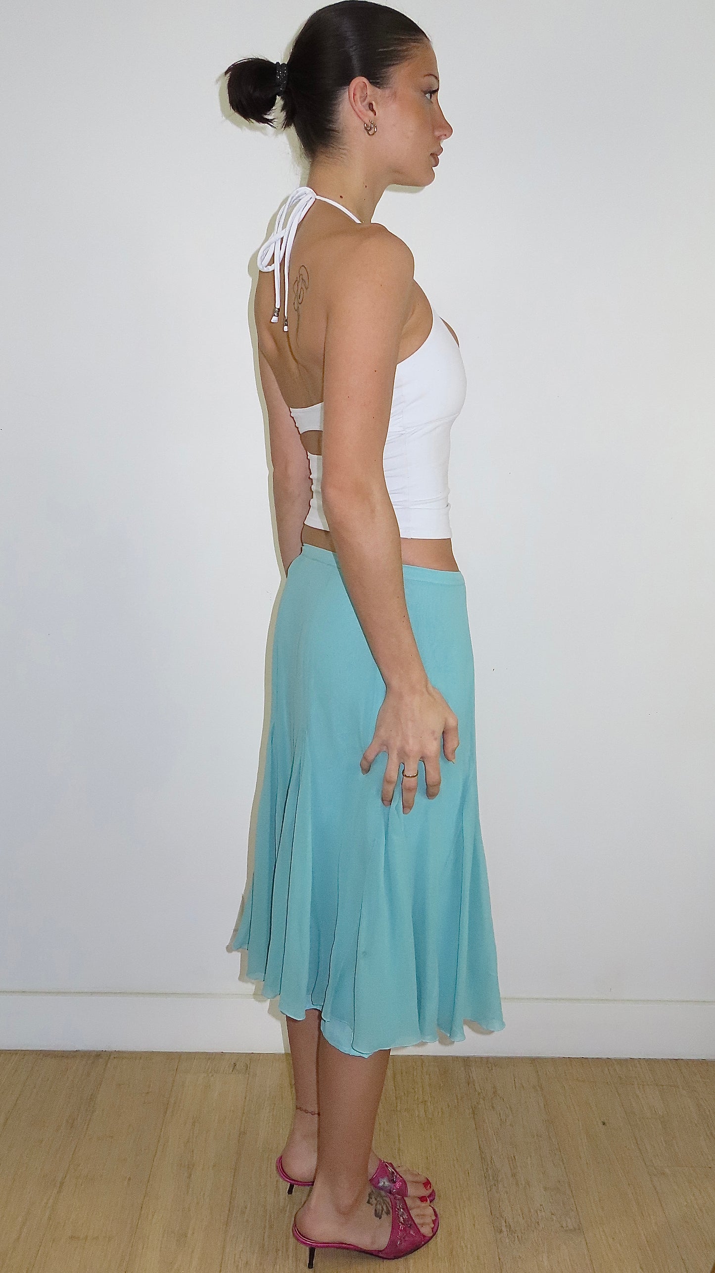 SPICEGIRL SILK MIDI SKIRT