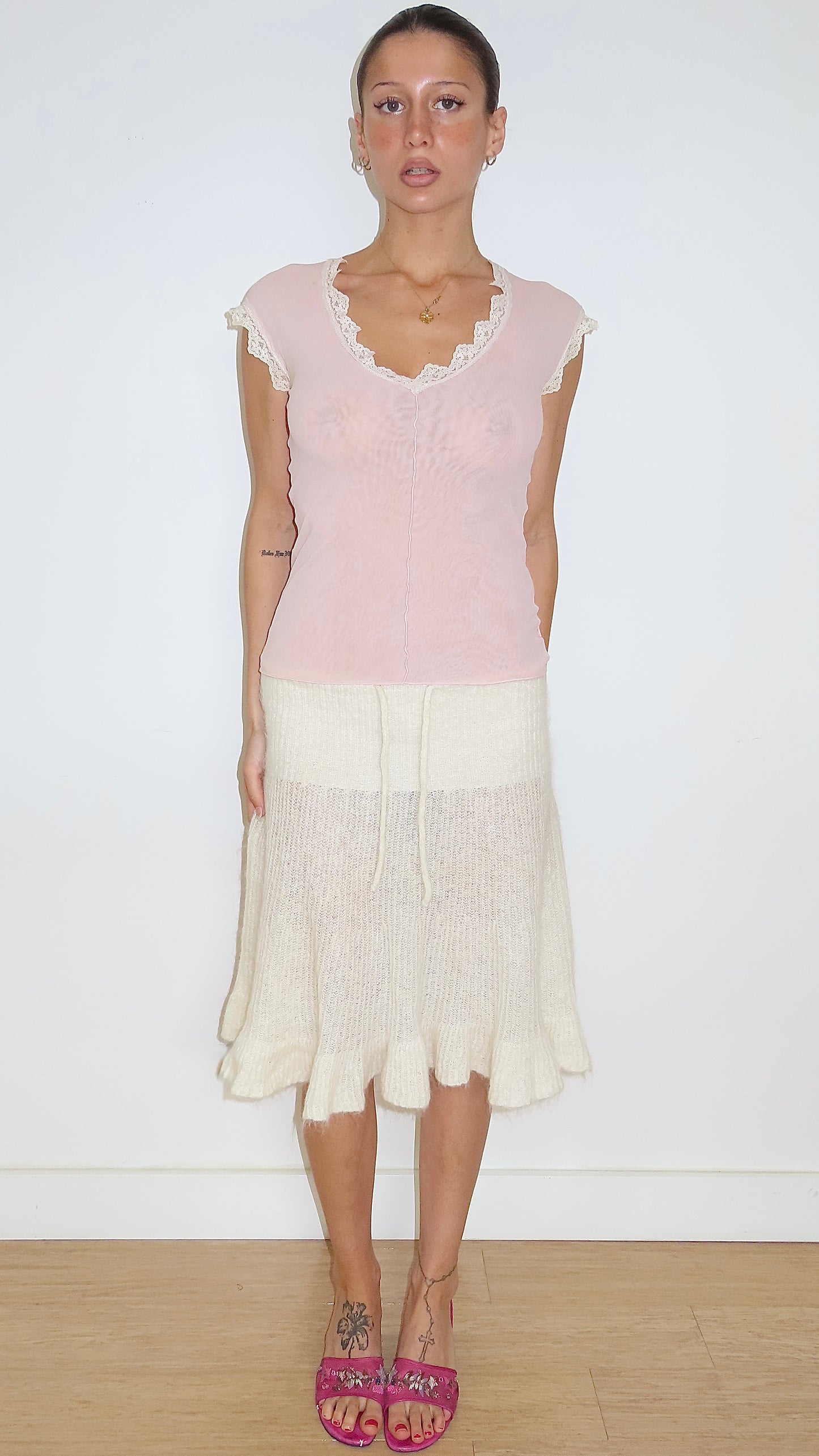 MORGAN DE TOI SHEER CAP SLEEVE BABY TEE/ EST. S
