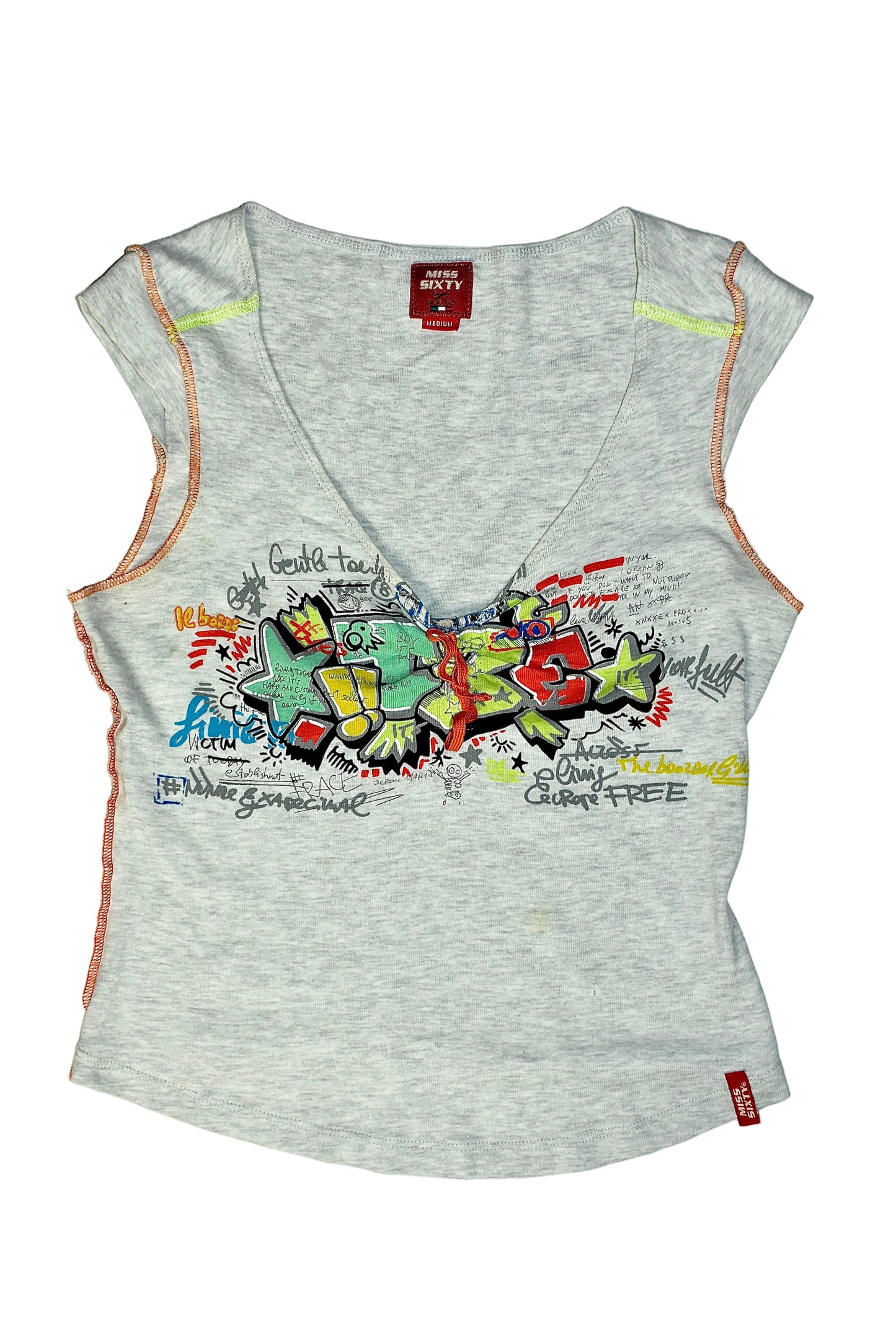 MISS SIXTY GRAFFITI GRAPHIC TANK TOP / MEDIUM