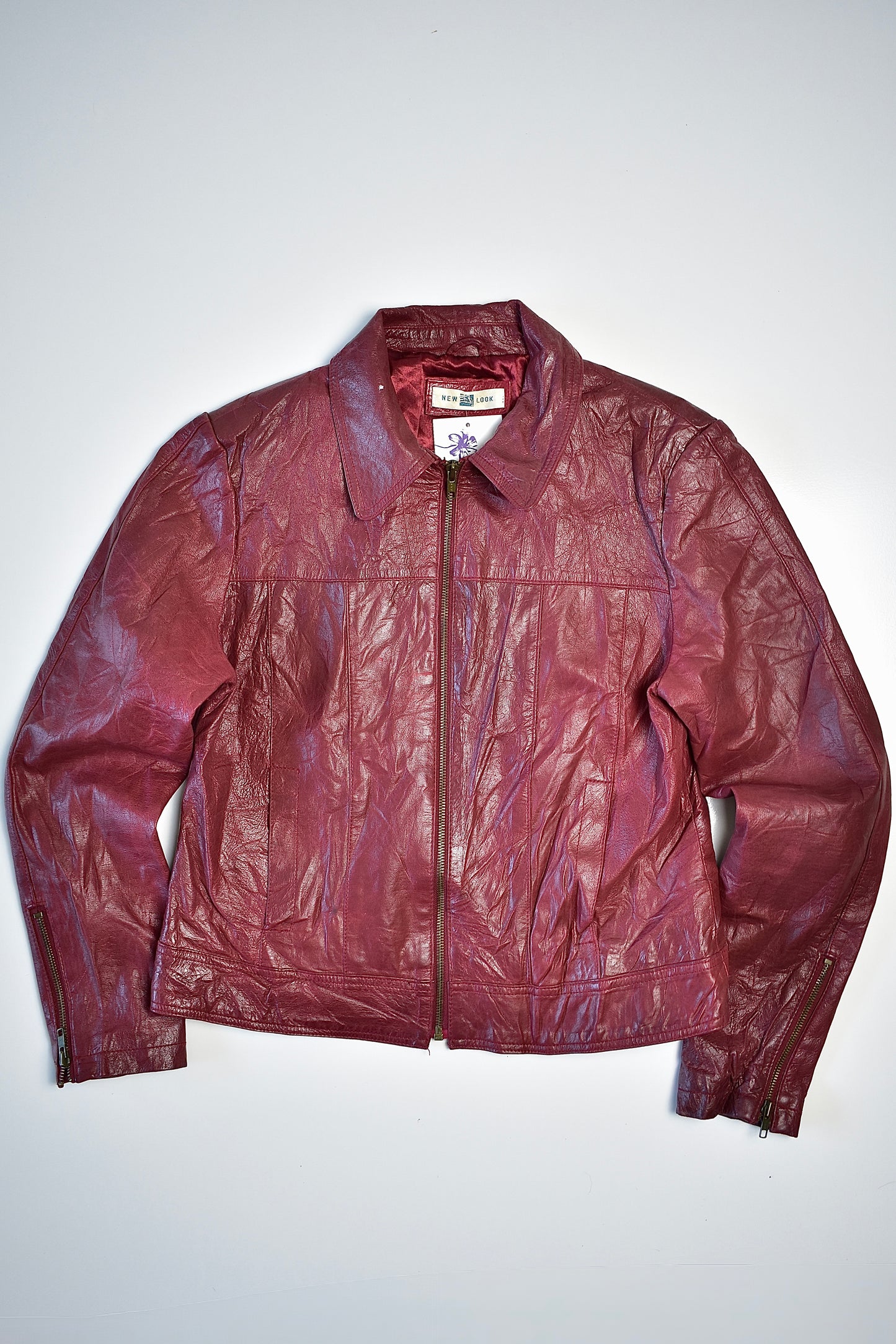 NEW LOOK CHERRY RED LEATHER JACKET / FR 42