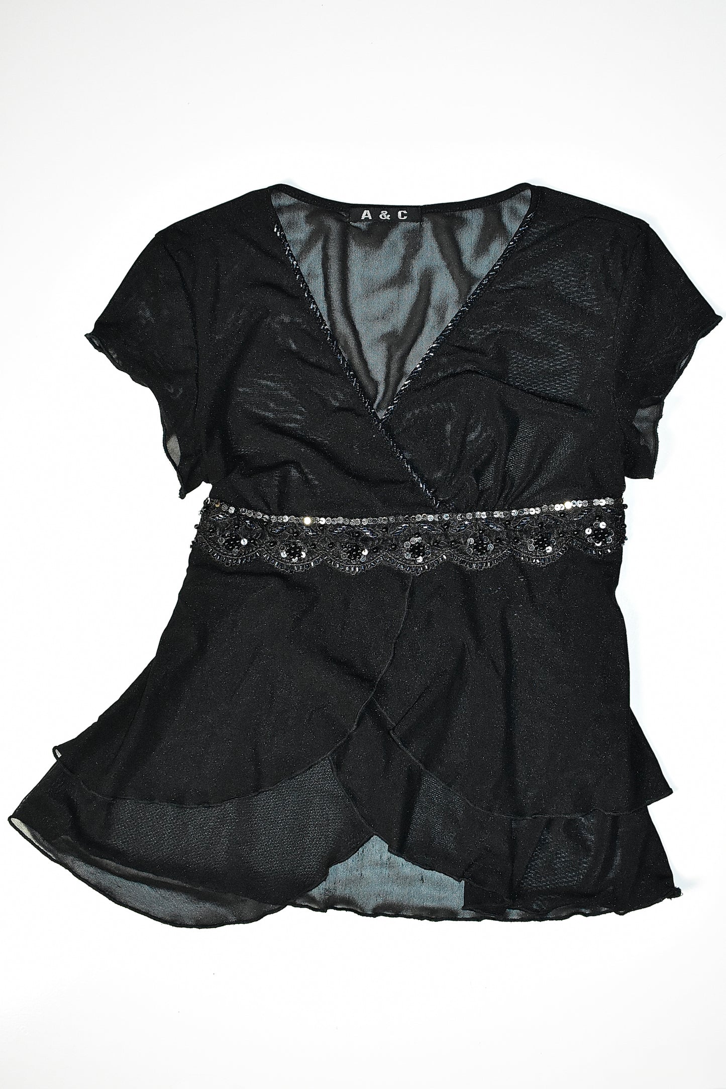 A & C SHEER SEQUIN BLOUSE / EST. SMALL