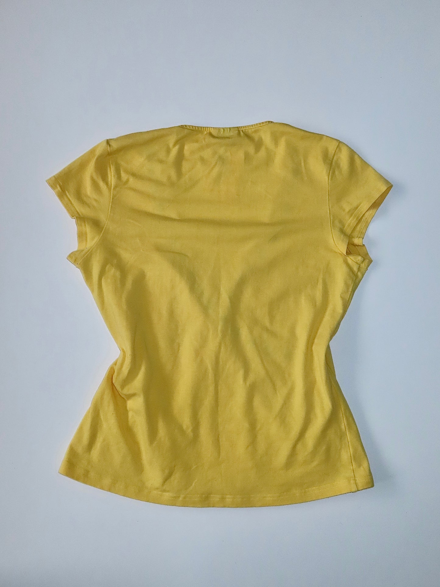VINTAGE SEQUEL YELLOW GROMMET WRAP TOP / MEDIUM