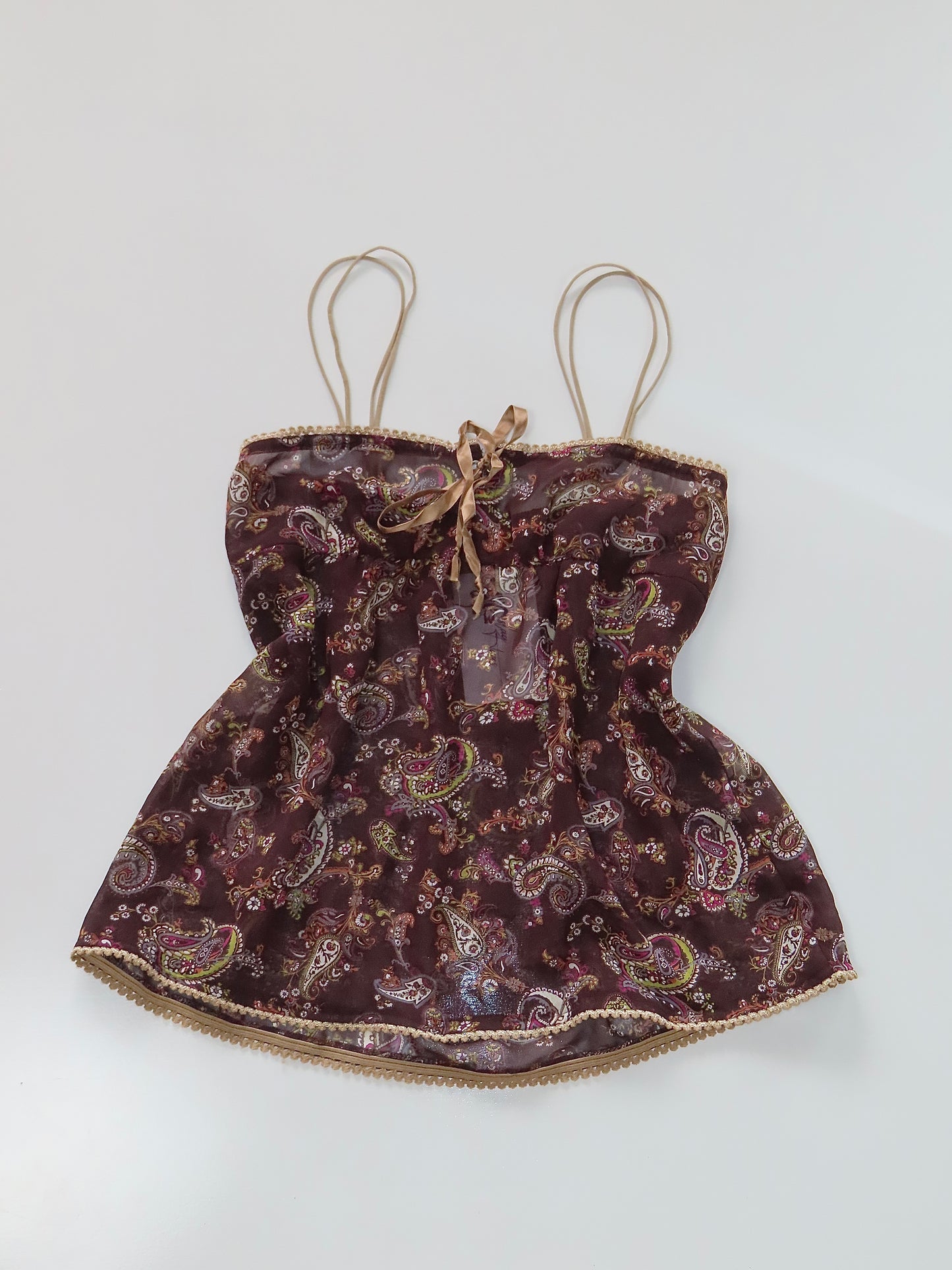 JOKY GIRL EARTH TONED PAISLEY TIE CAMISOLE / MEDIUM