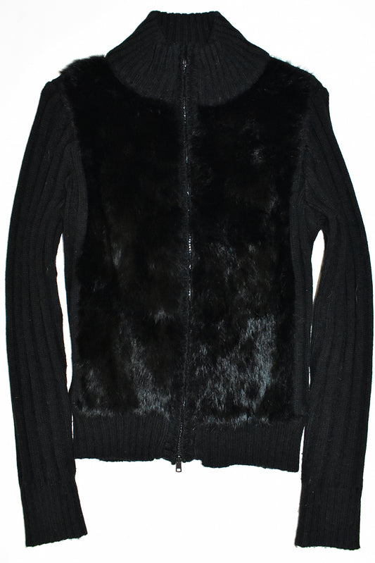 CINEMA CLUB RABBIT FUR RIBBED JACKET / MEDIUM