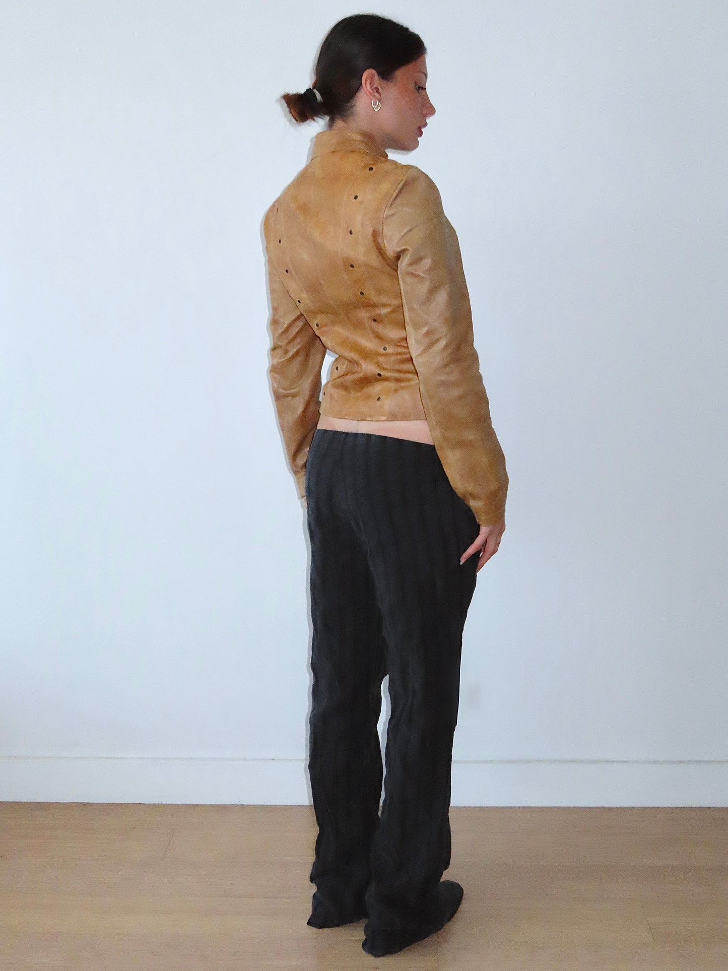 VERA PELLE STUDDED PU LEATHER JACKET / EST. SMALL