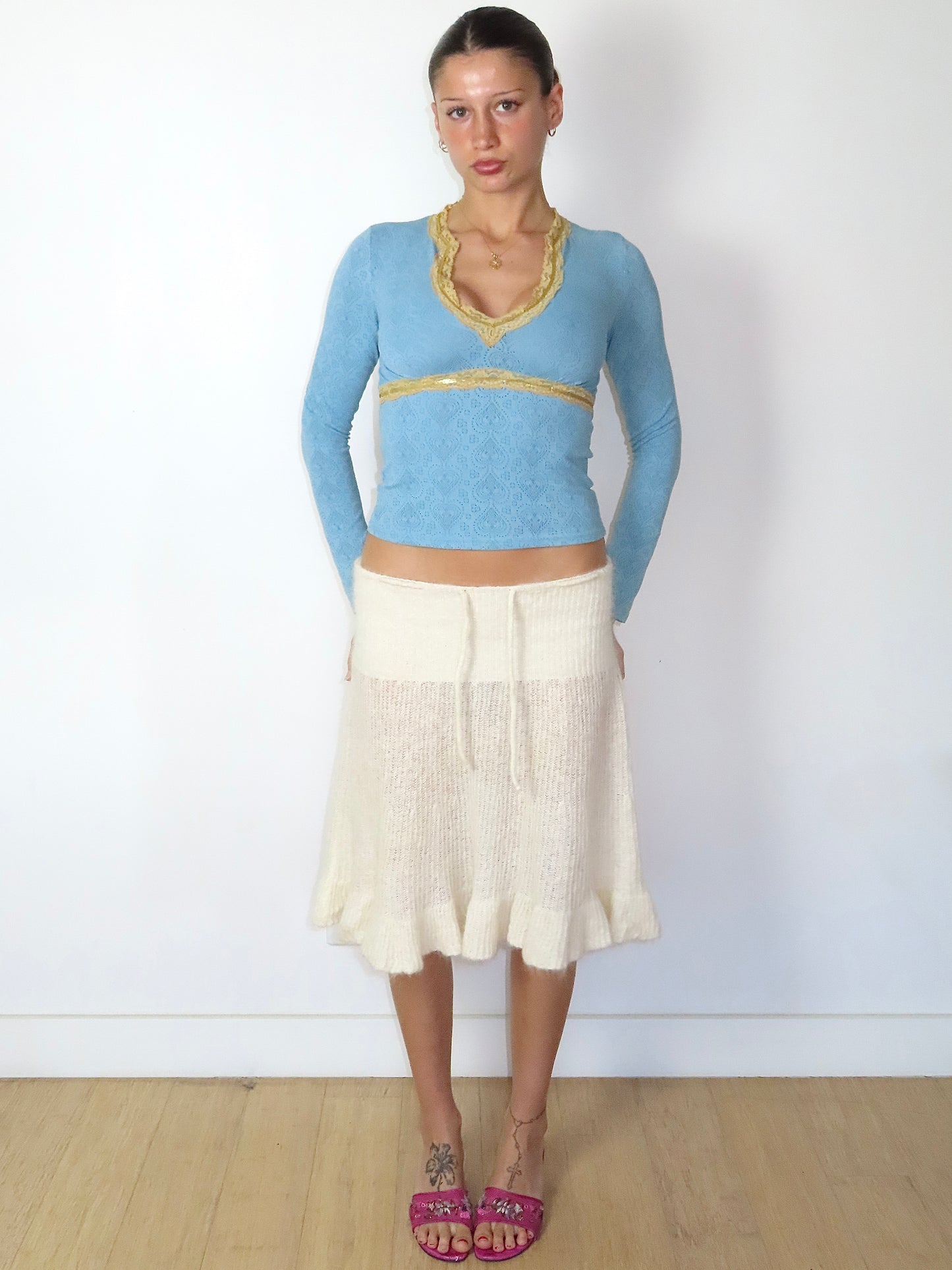 MORGAN DE TOI POINTELLE LACE TRIM LONG SLEEVE / 1