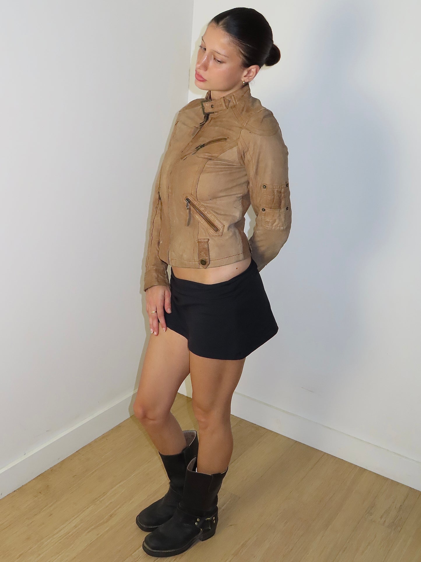 STRADVIVARIUS GENUINE LEATHER MOTO JACKET /SMALL