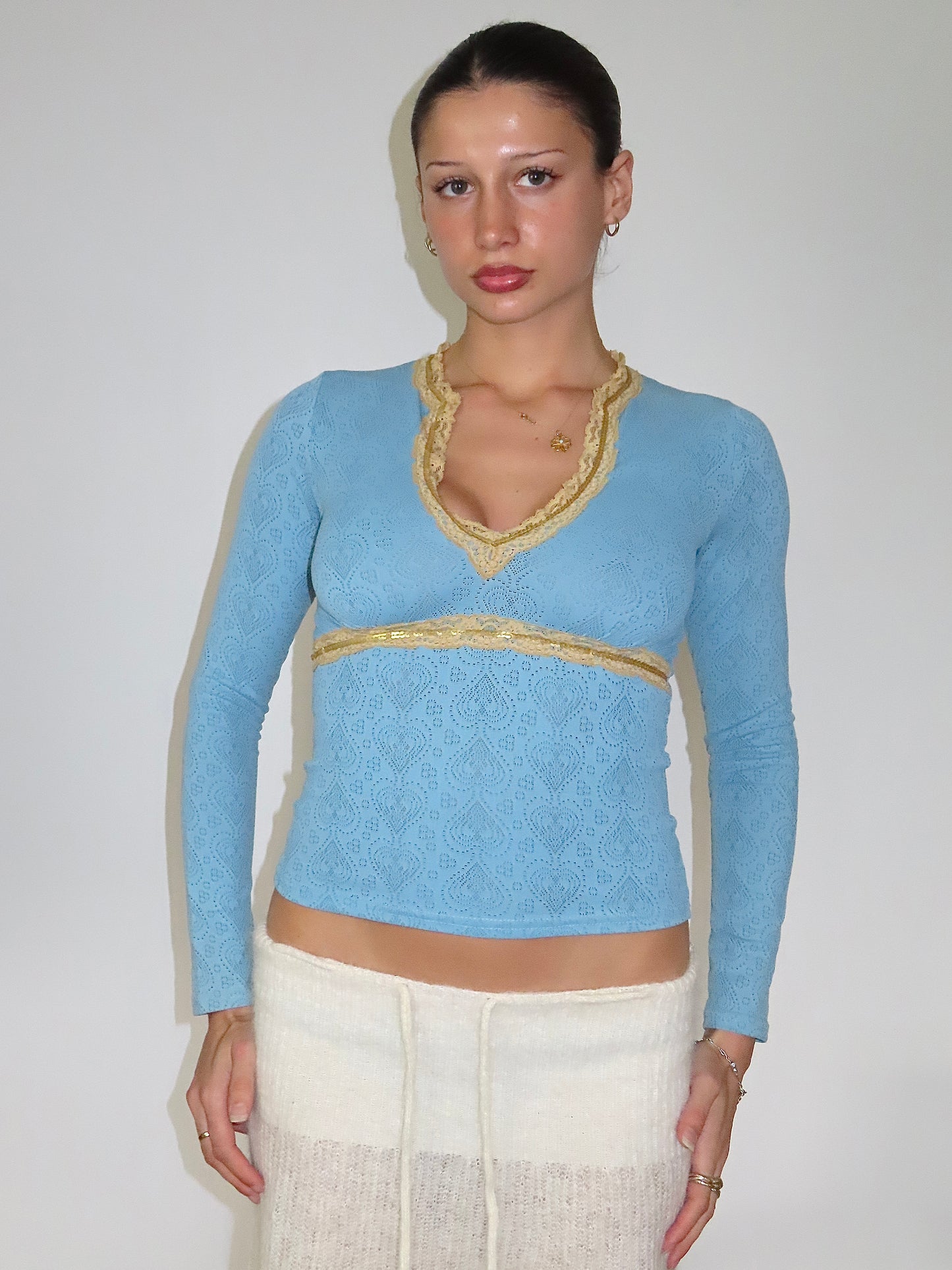 MORGAN DE TOI POINTELLE LACE TRIM LONG SLEEVE / 1