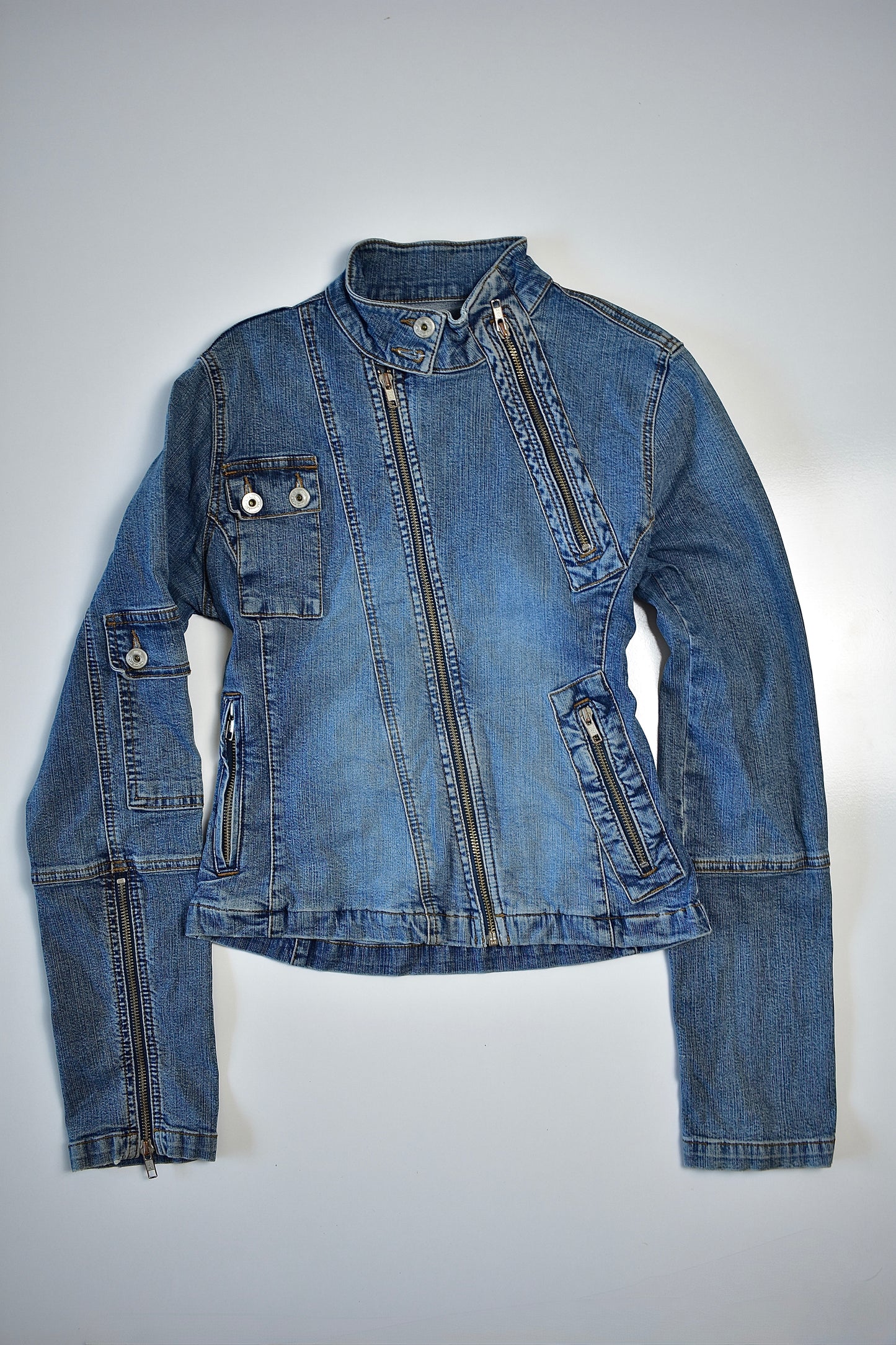 VERO MODA JEANS DENIM MOTO JACKET / UK 10