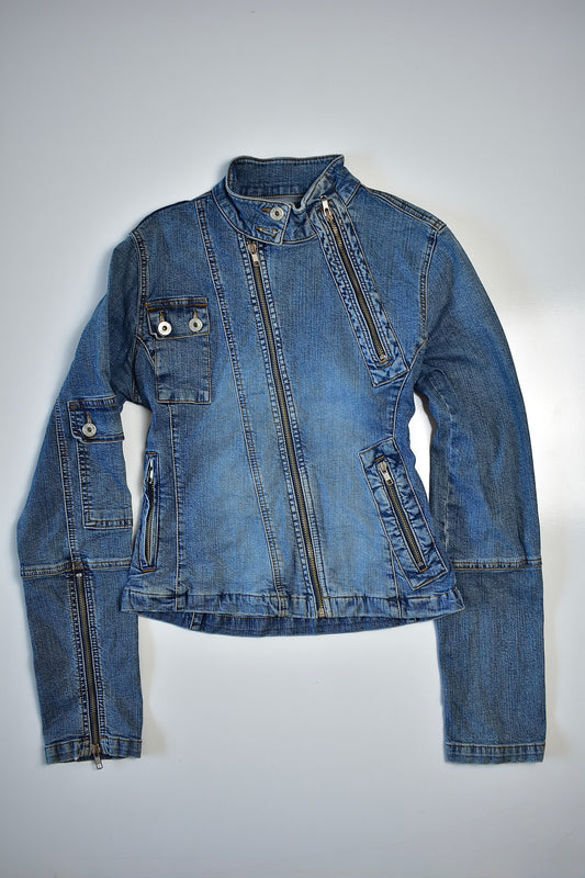 VERO MODA JEANS DENIM MOTO JACKET / UK 10