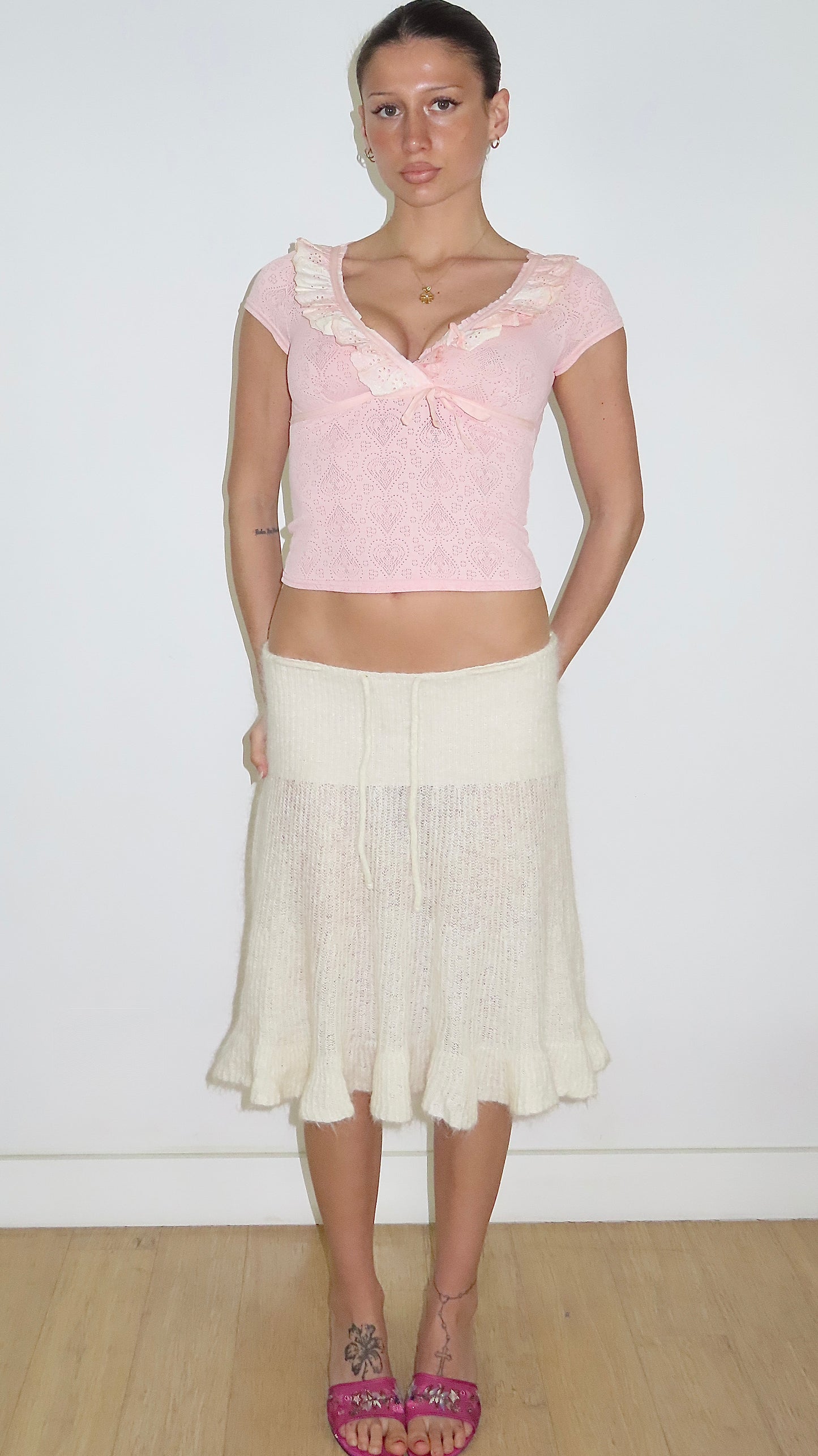 MORGAN DE TOI POINTELLE BABY TEE / T1