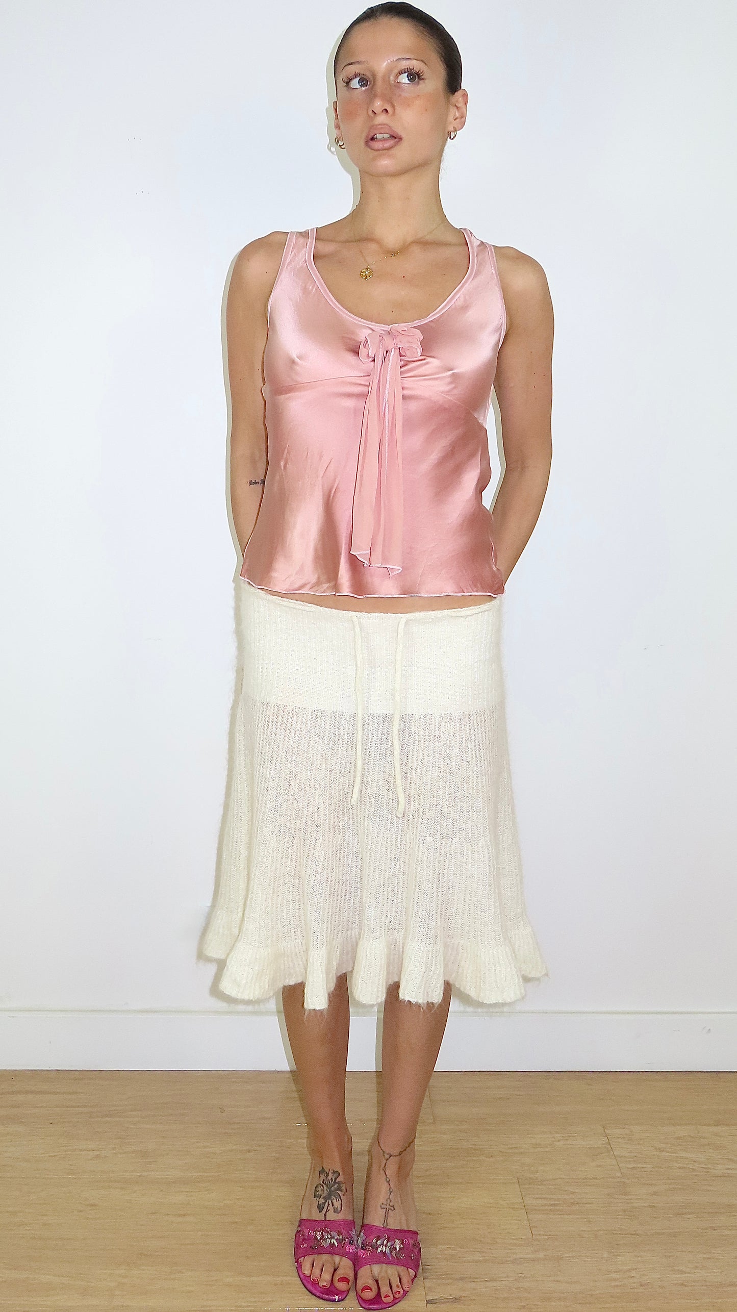 MORGAN DE TOI SATIN TIE FRONT TOP / EST. M