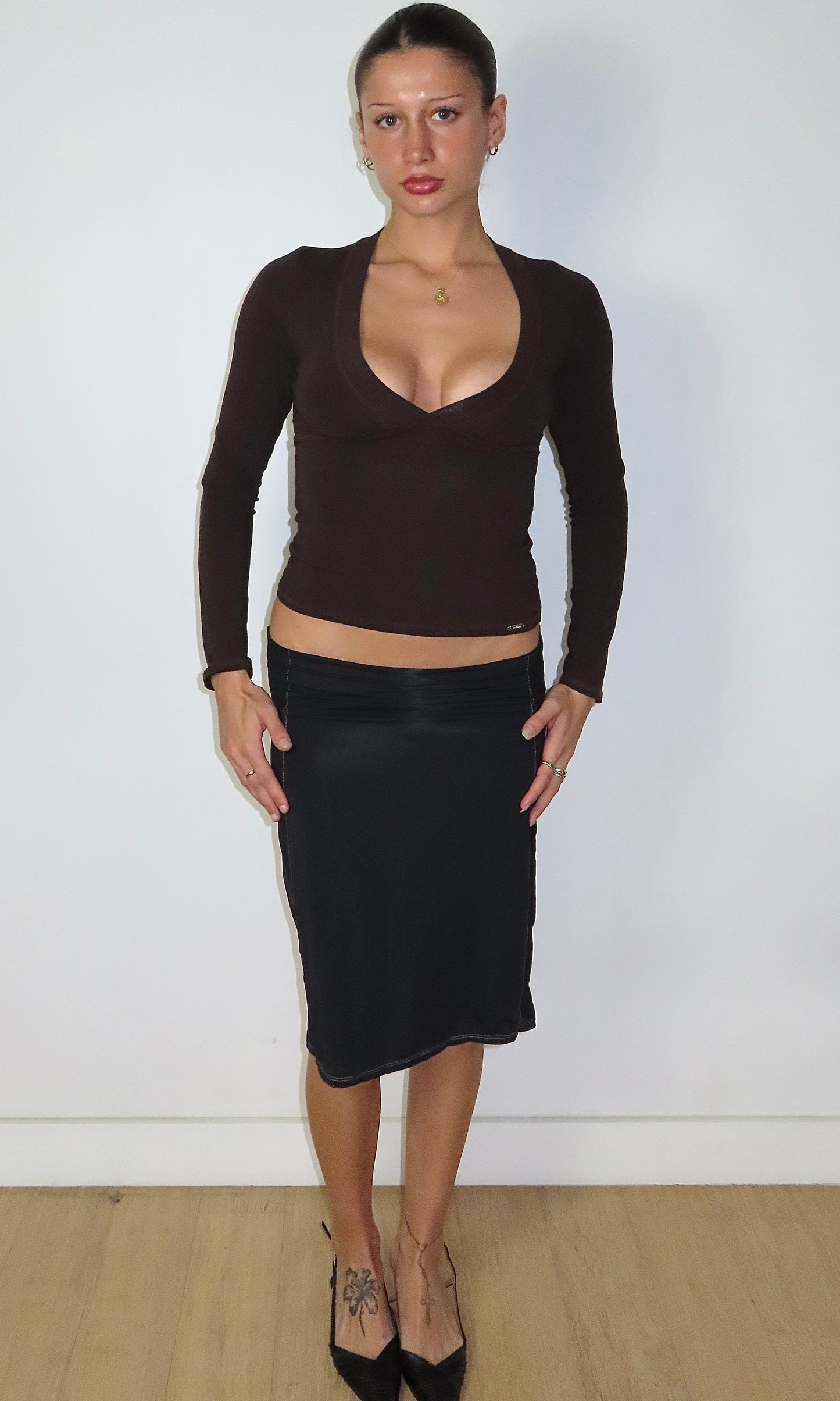 MORGAN DE TOI CHOCOLATE JERSEY LONG SLEEVE / T1