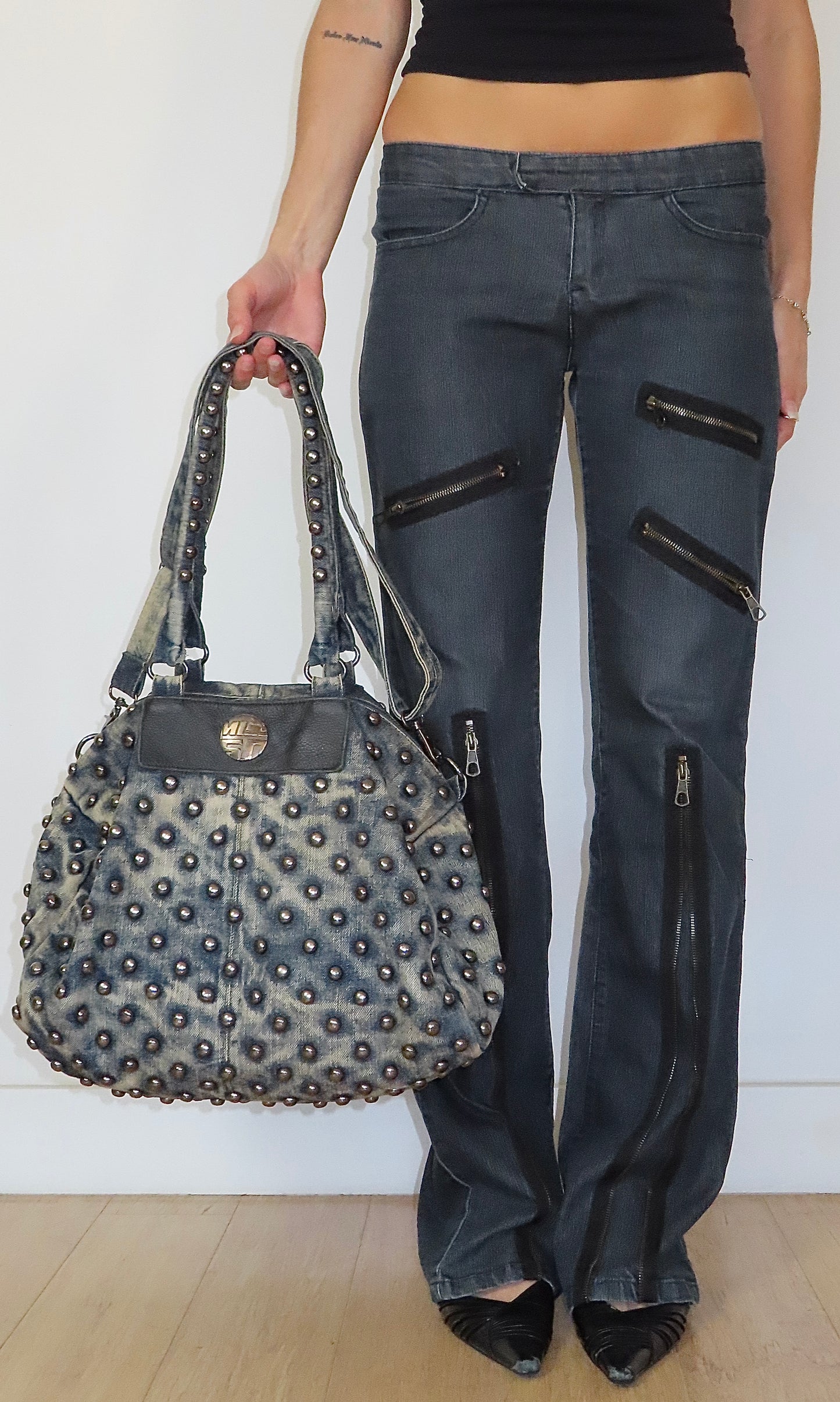 MISS SIXTY STUDDED DENIM BAG