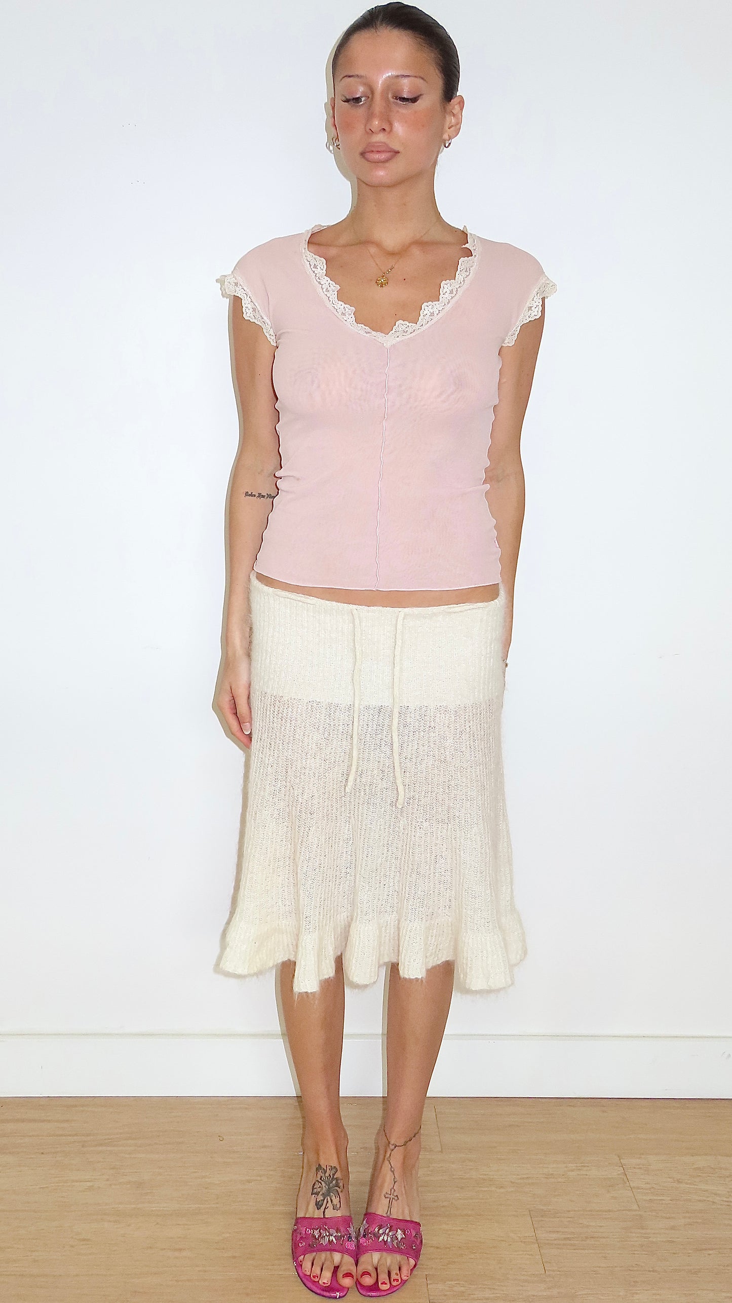 MORGAN DE TOI SHEER CAP SLEEVE BABY TEE/ EST. S
