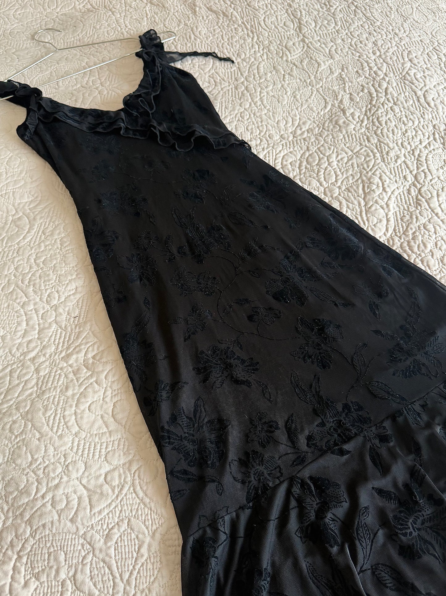 NAF NAF FLORAL FLOCKED  MIDI DRESS /MEDIUM