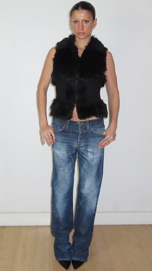 SHAGGY FAUX FUR VEST / EST. MEDIUM