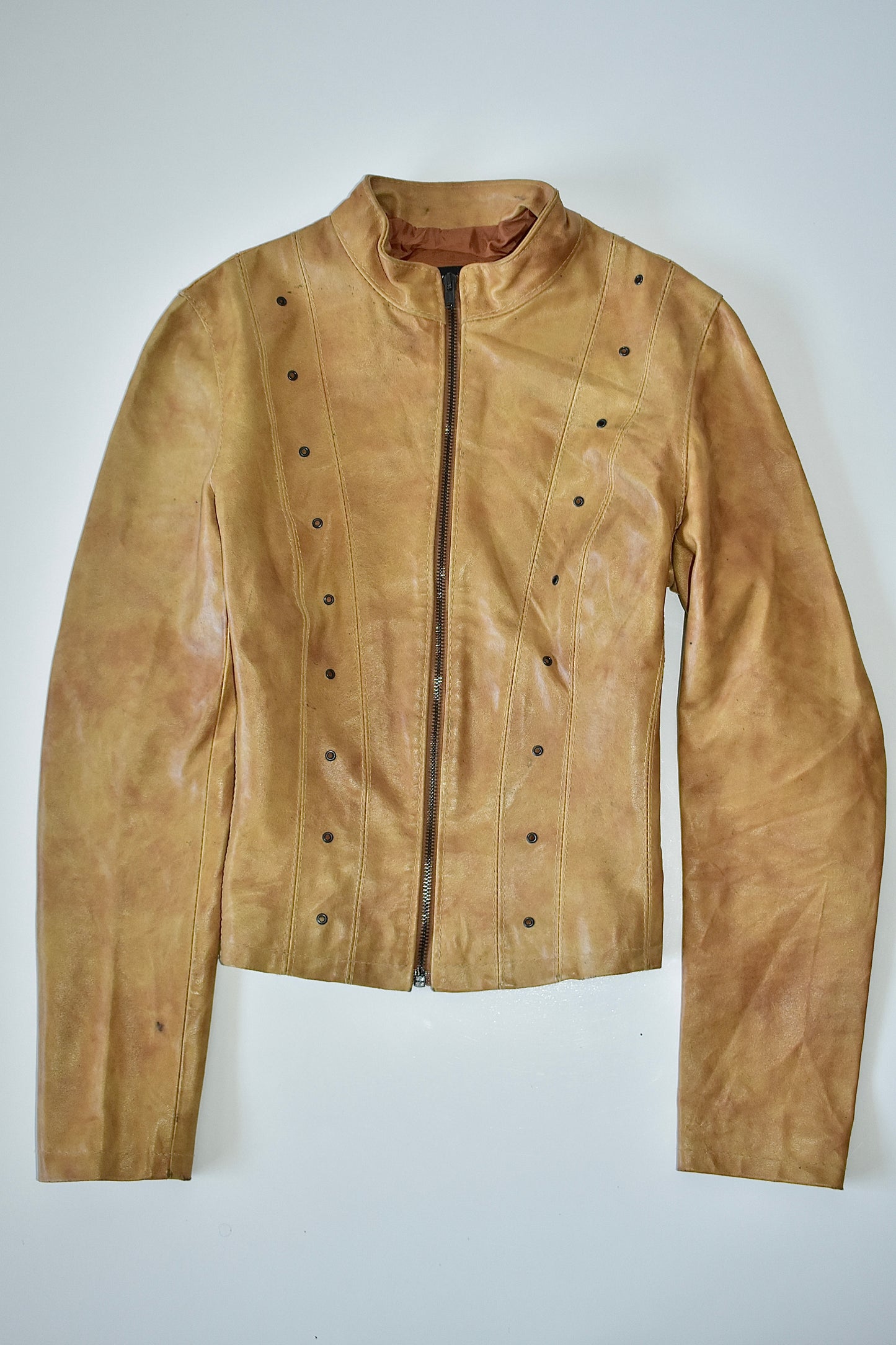 VERA PELLE STUDDED PU LEATHER JACKET / EST. SMALL