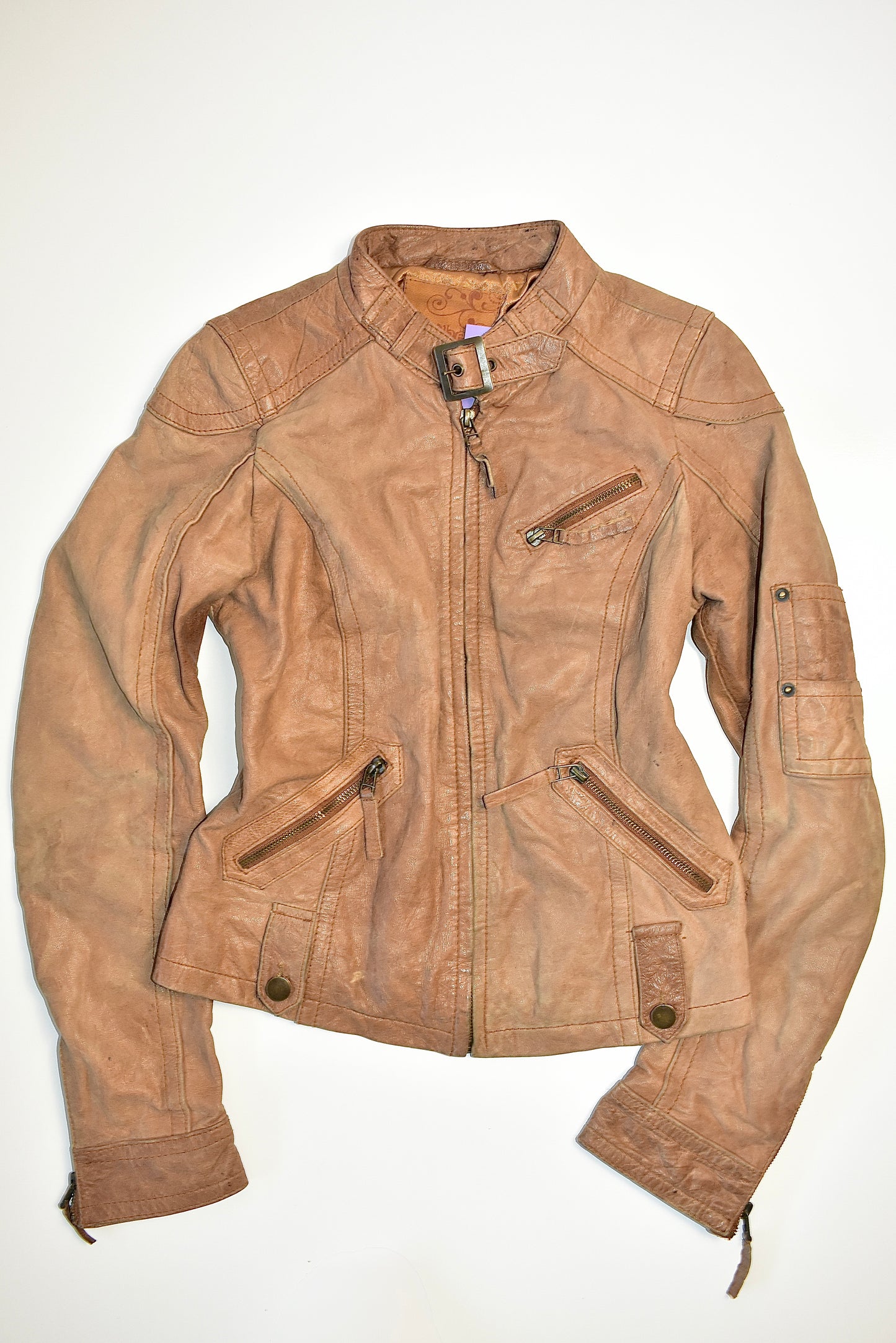 STRADVIVARIUS GENUINE LEATHER MOTO JACKET /SMALL