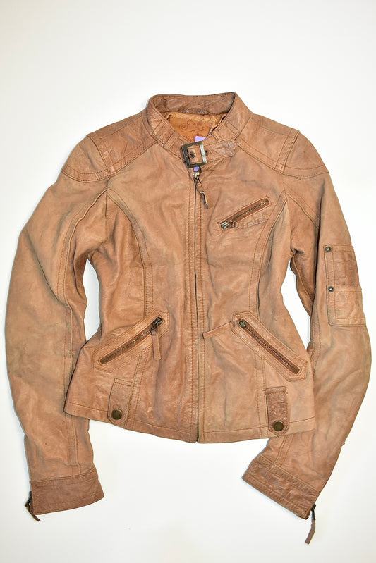 STRADVIVARIUS GENUINE LEATHER MOTO JACKET /SMALL
