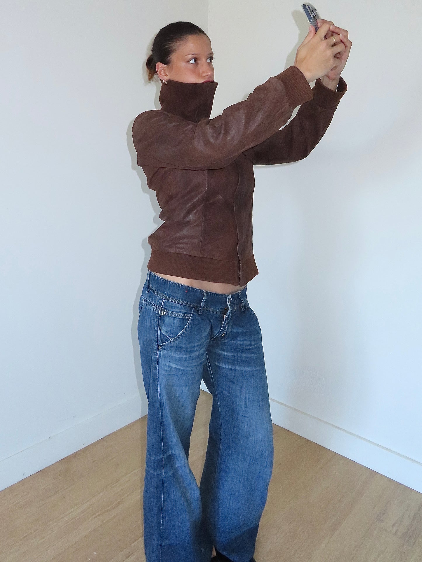 PROMOD CHOCOLATE SUEDE BOMBER JACKET/ EURO 40
