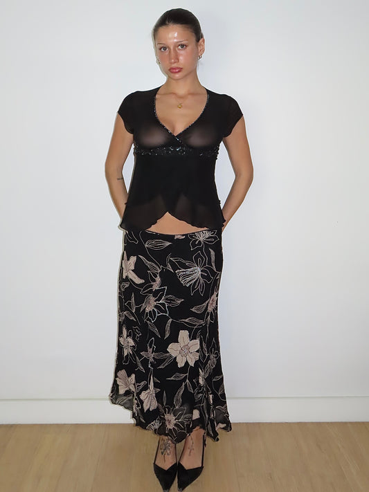 A & C SHEER SEQUIN BLOUSE / EST. SMALL