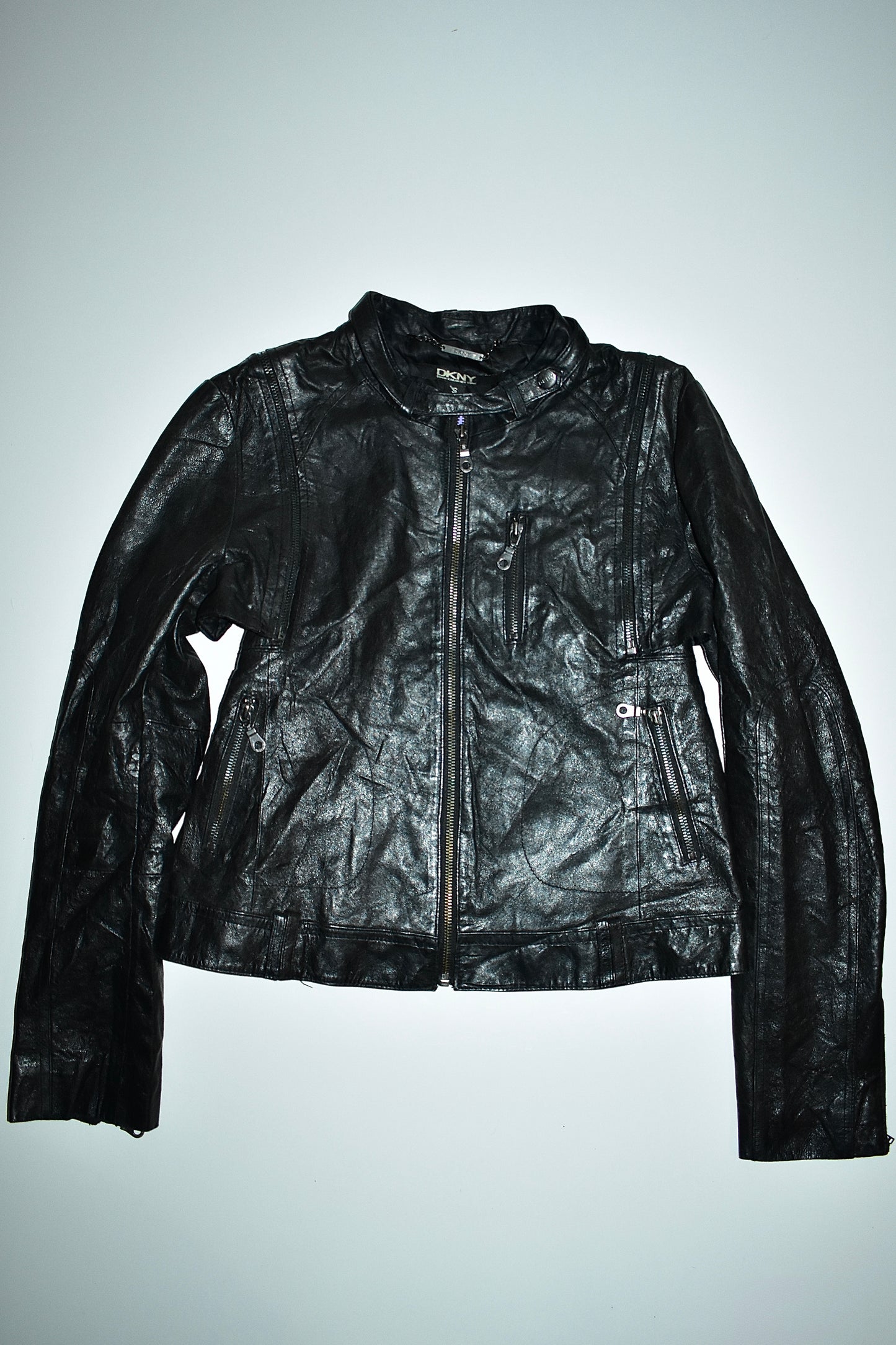 DKNY LEATHER MOTO JACKET / SMALL