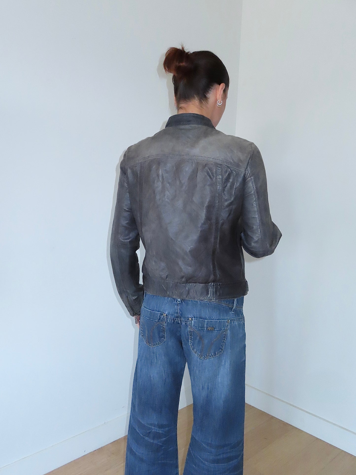ESPRIT PATINA LEATHER JACKET / UK 16
