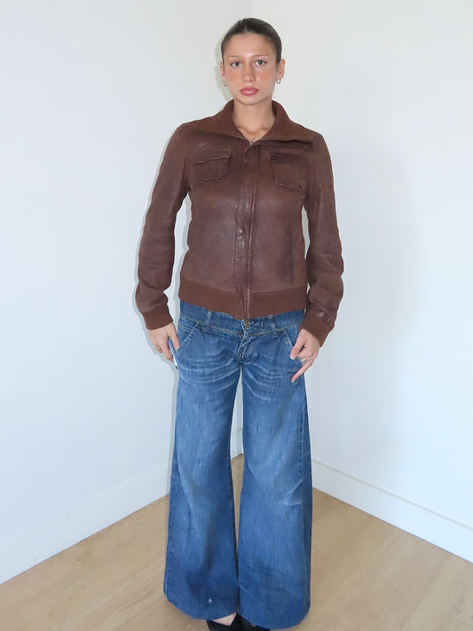 PROMOD CHOCOLATE SUEDE BOMBER JACKET/ EURO 40
