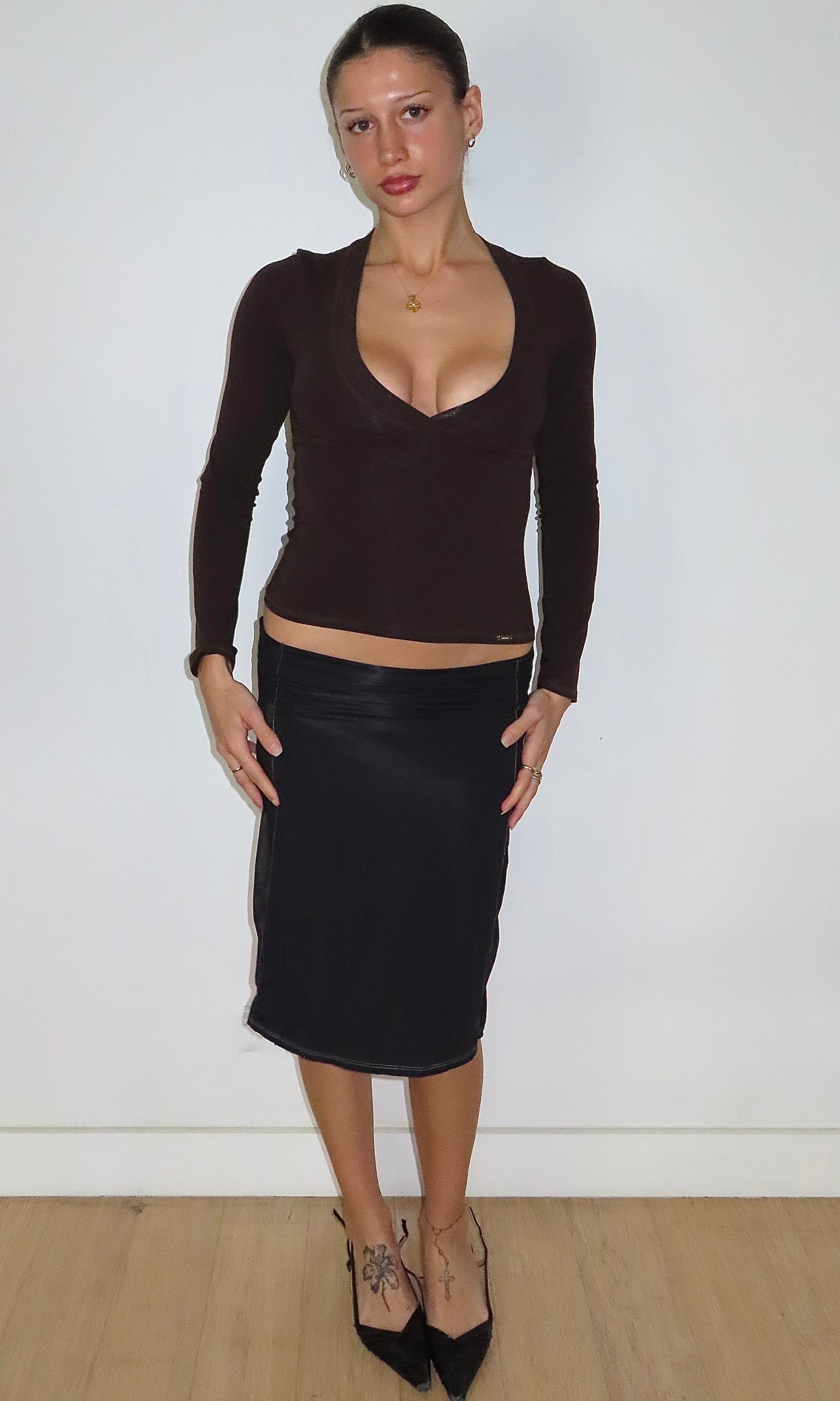 MORGAN DE TOI CHOCOLATE JERSEY LONG SLEEVE / T1