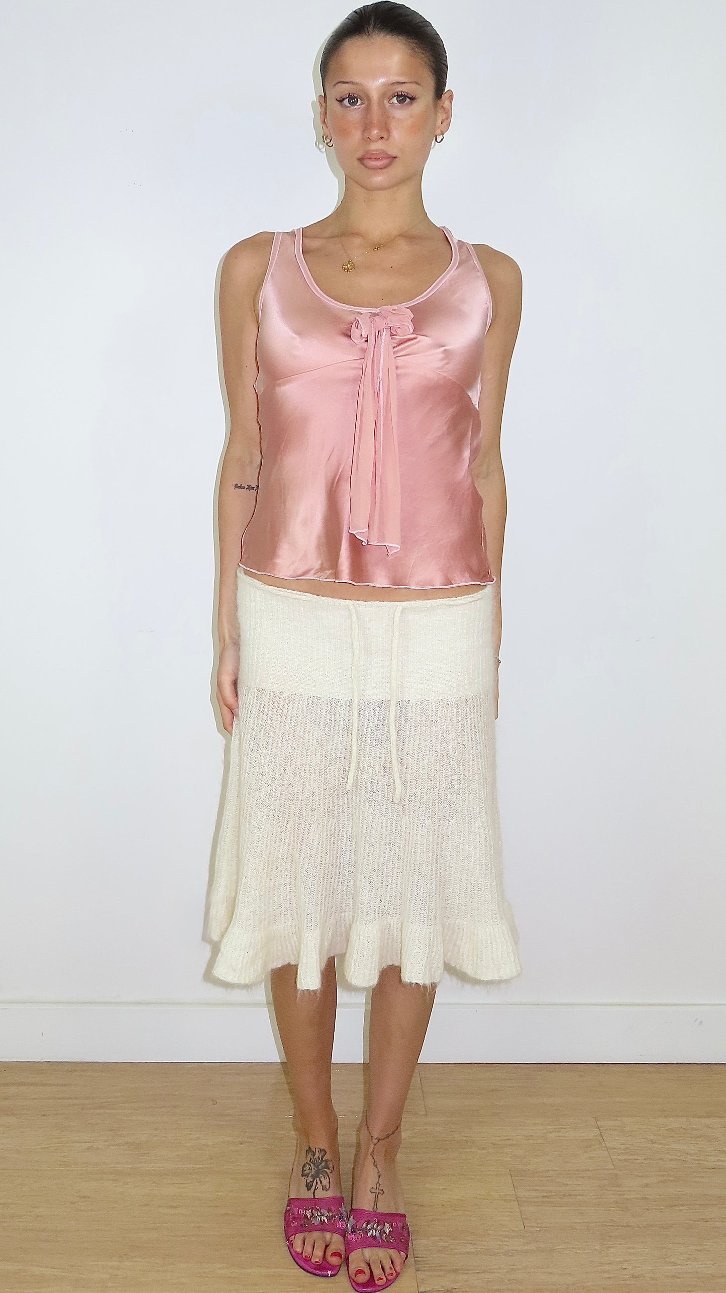 MORGAN DE TOI SATIN TIE FRONT TOP / EST. M