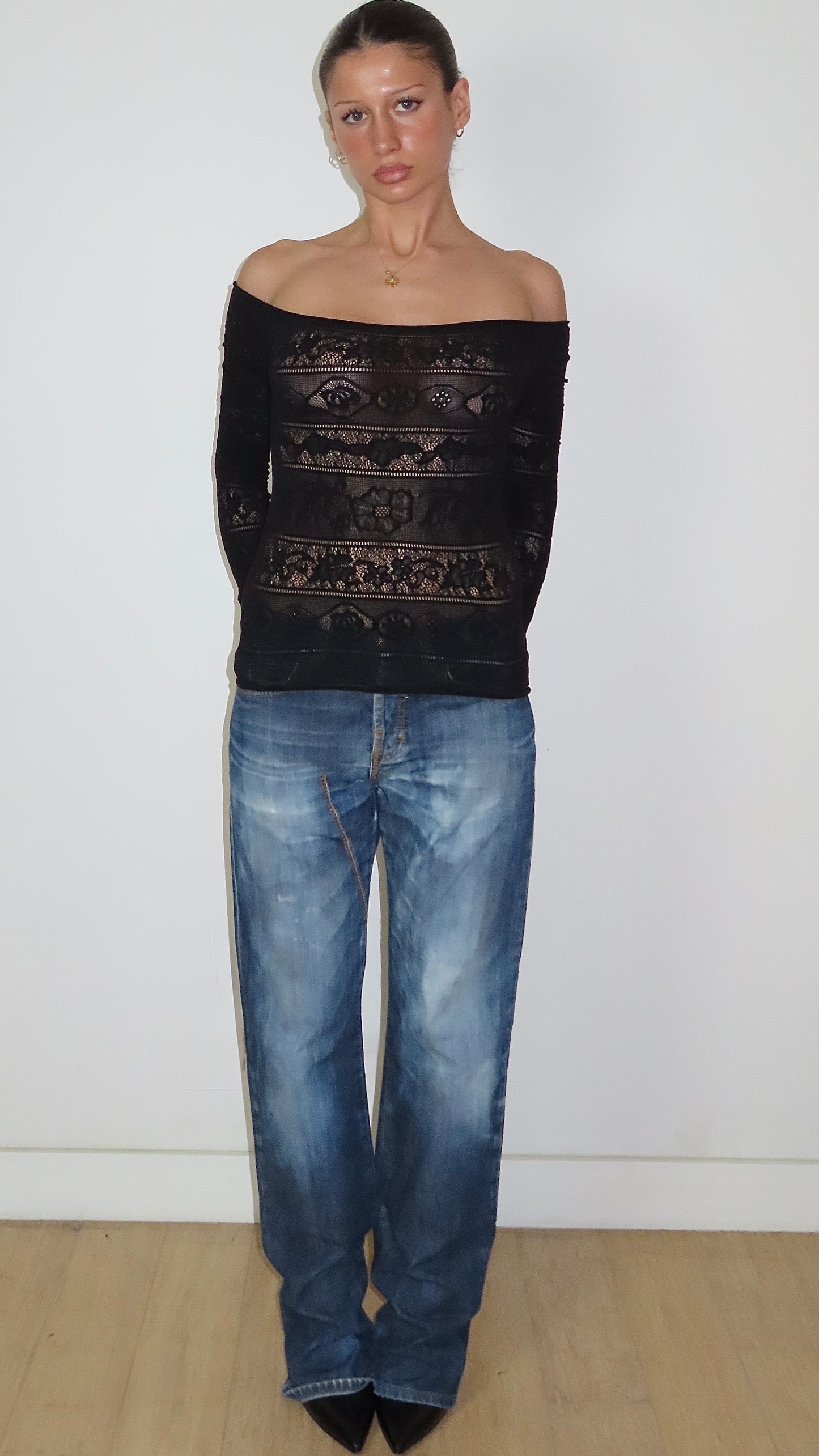 BEBE STRETCH KNIT LONG SLEEVE /OS