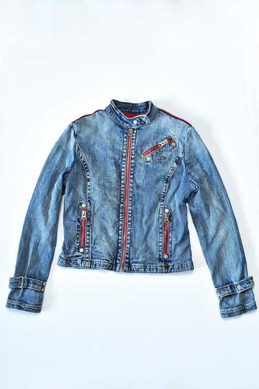 FRACOMINA DENIM MOTO JACKET / MEDIUM
