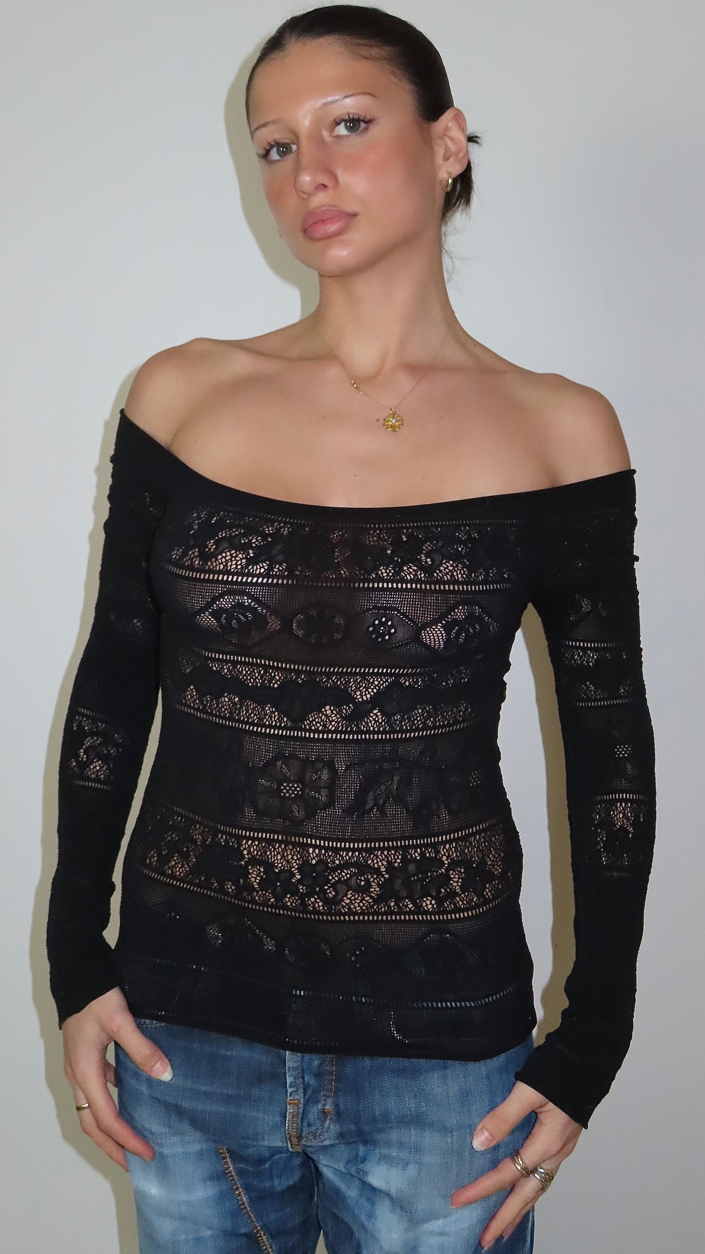 BEBE STRETCH KNIT LONG SLEEVE /OS