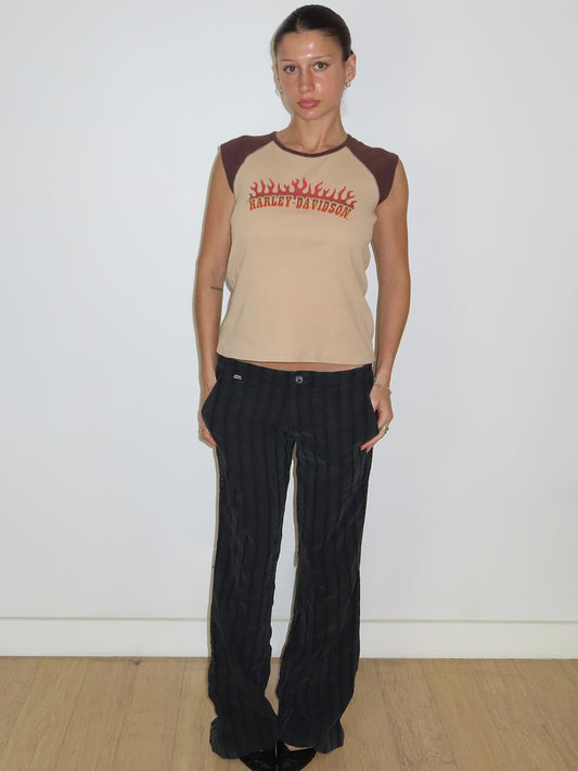 HARLEY DAVIDSON FLAME GLITTER CAP SLEEVE TANK / LARGE