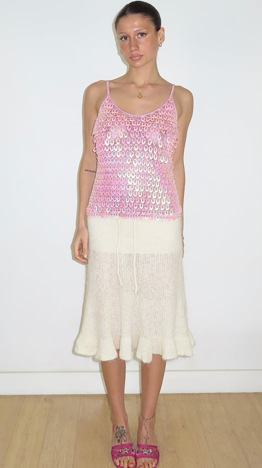 KNIT CROCHET SEQUIN CAMISOLE / EST. S