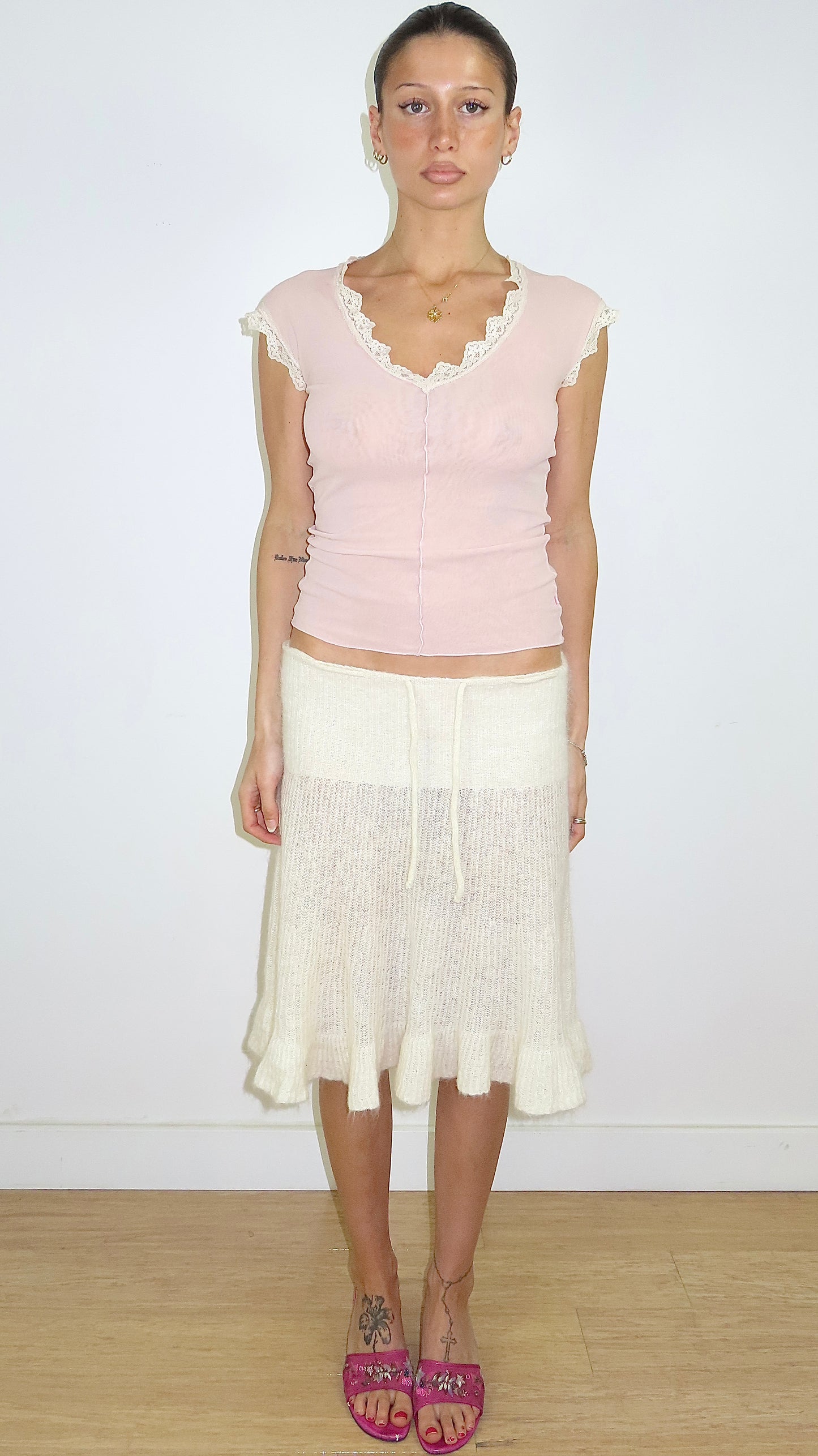MORGAN DE TOI SHEER CAP SLEEVE BABY TEE/ EST. S
