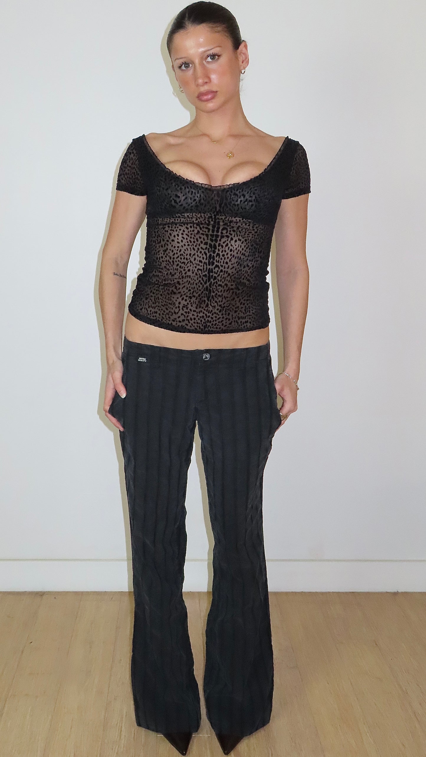 JUST CAVALLI UNDERWEAR VELOUR MESH TOP / EURO S