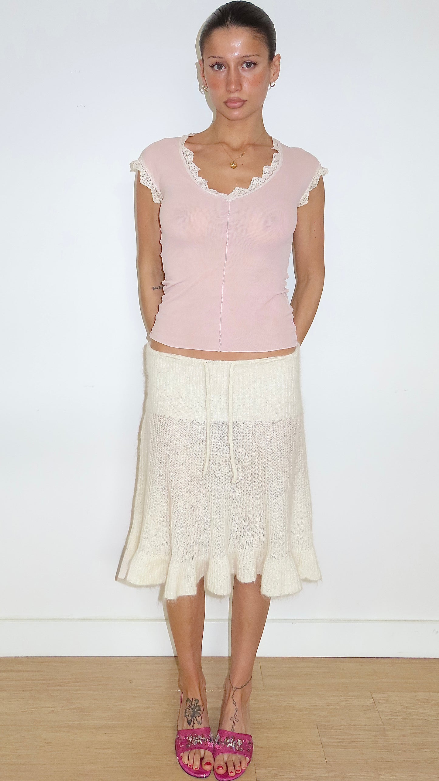 MORGAN DE TOI SHEER CAP SLEEVE BABY TEE/ EST. S