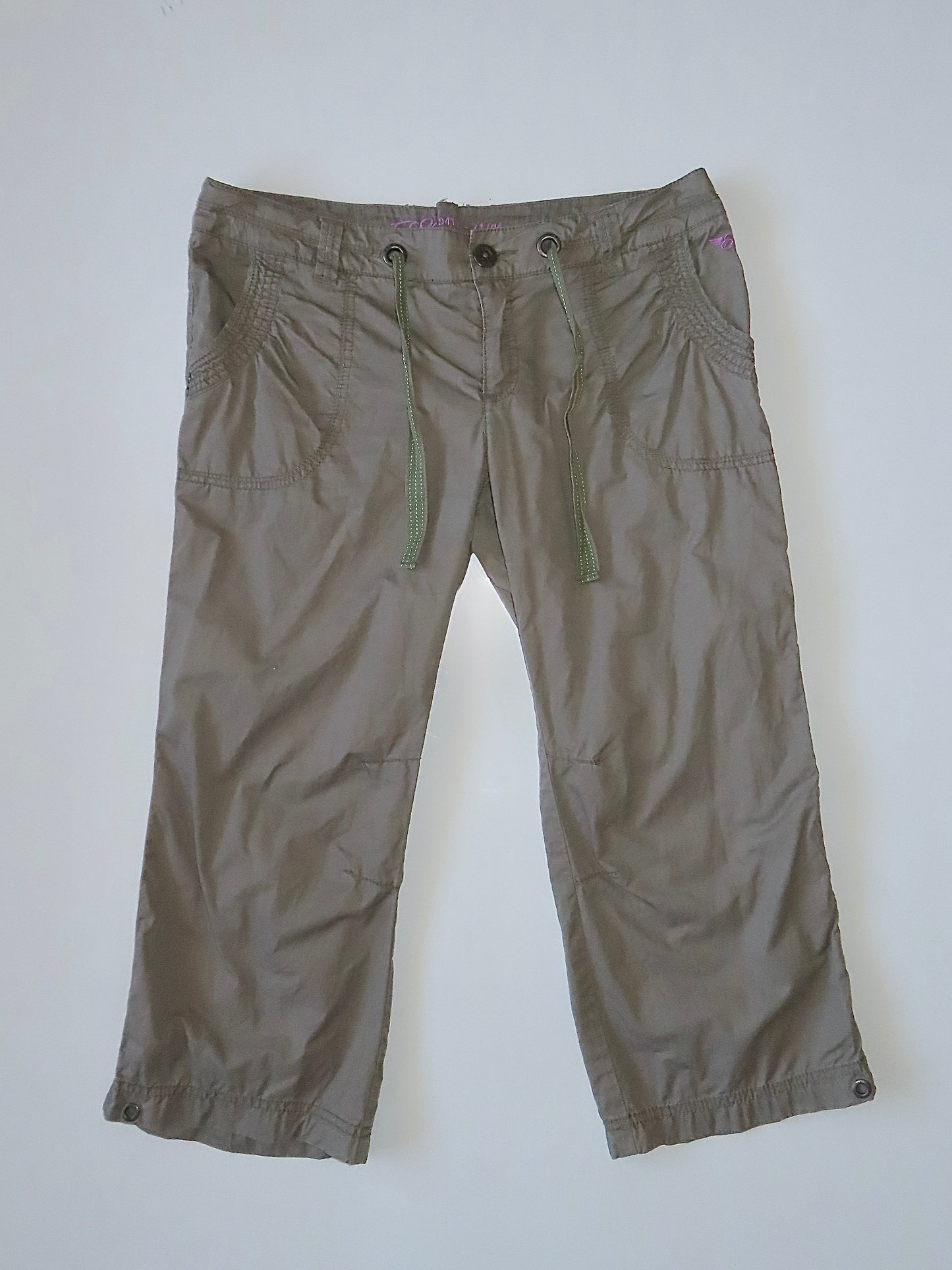 VINTAGE ESPRIT LOW RISE KHAKI CAPRI PANTS / UK 14
