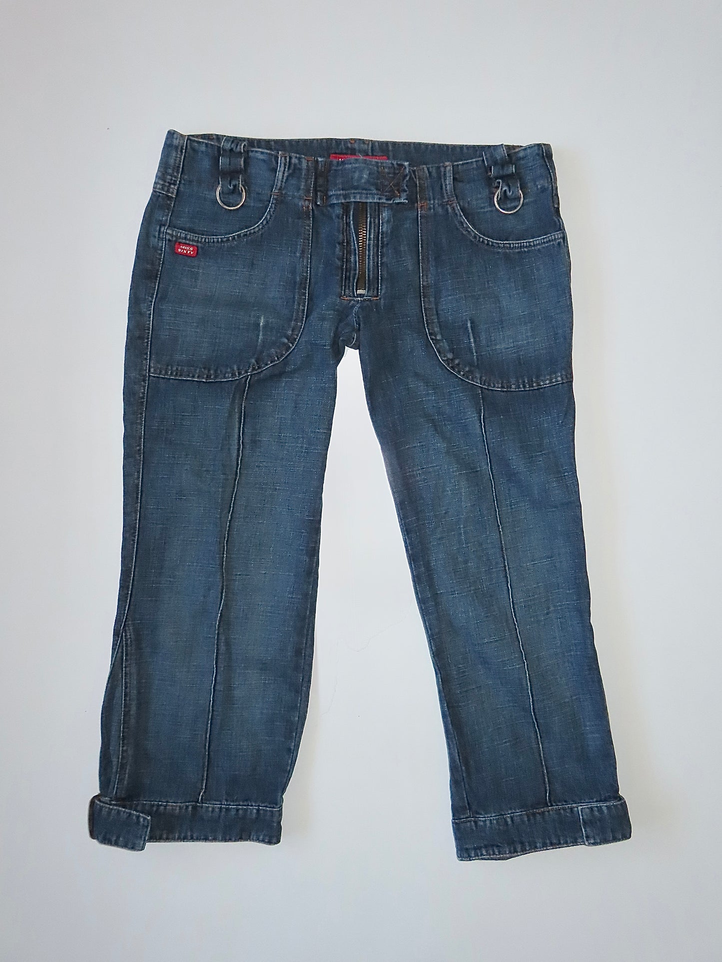 MISS SIXTY LOW RISE UTILITY CROP JEANS / 32