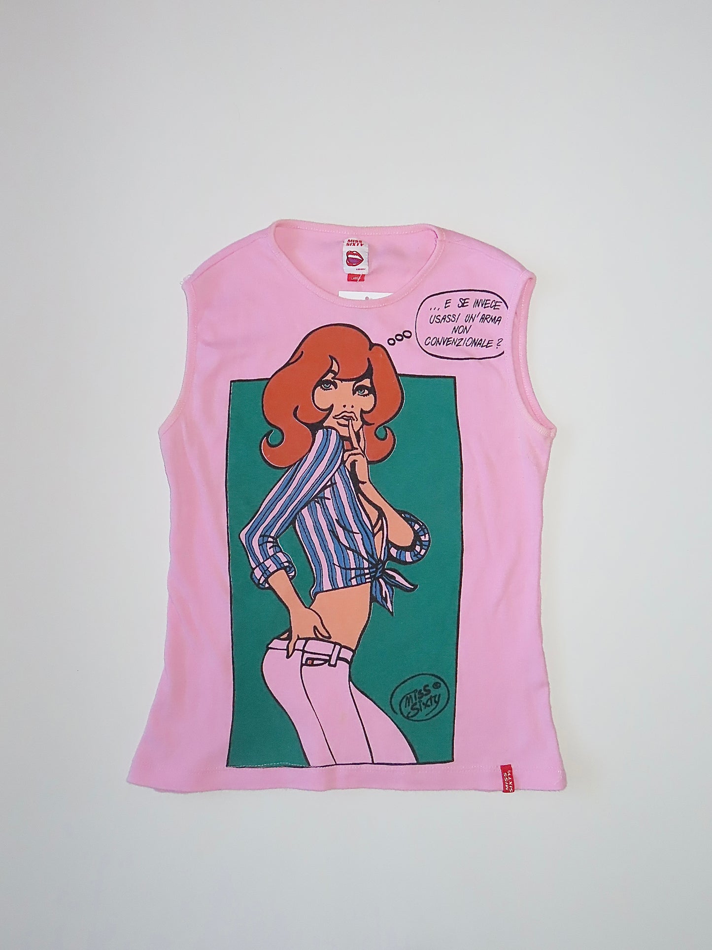 RARE MISS SIXTY LUXURY 2002 COLLECTION GRAPHIC PRINT TOP / LARGE