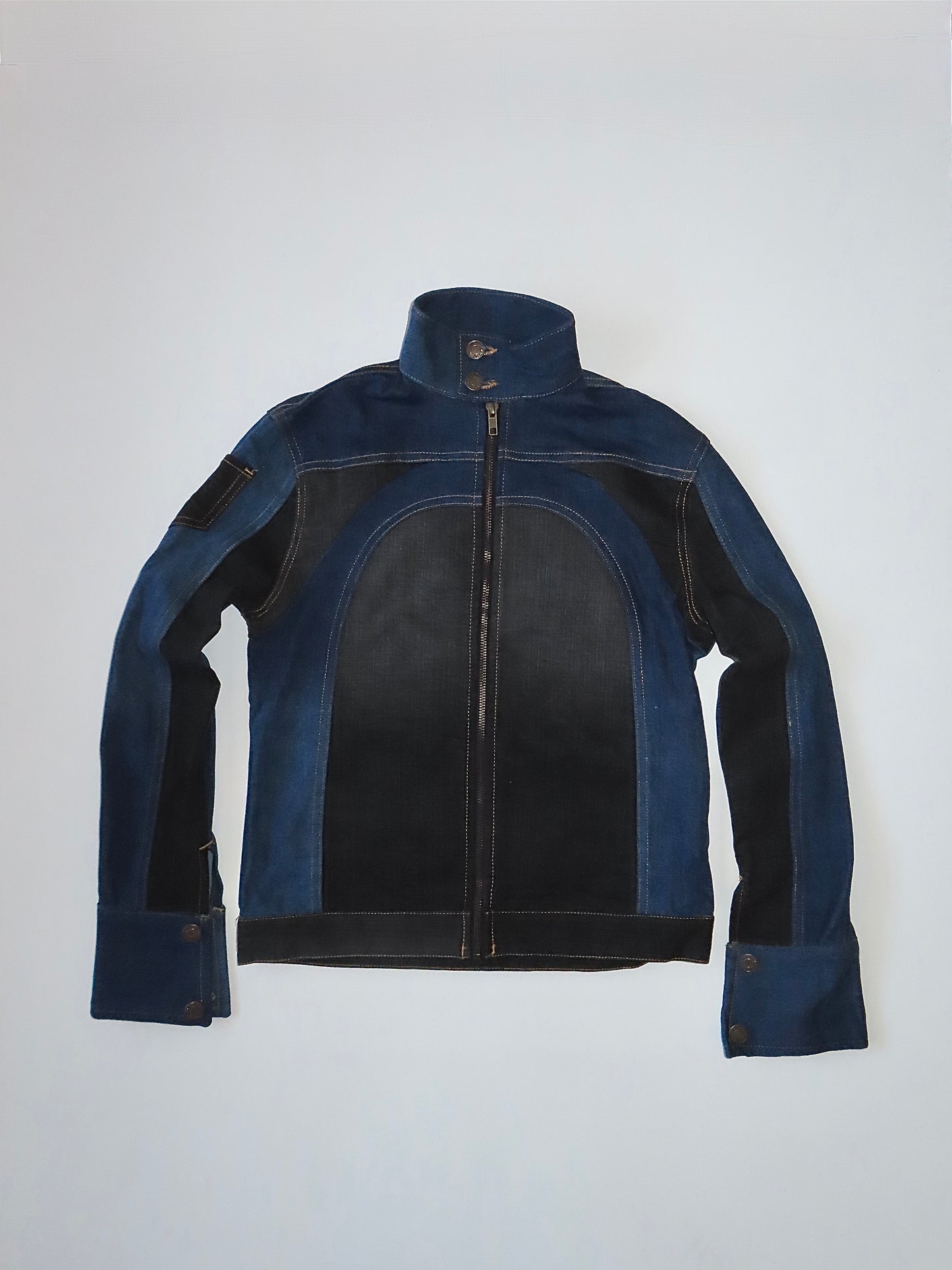 DENIM REWORK MOTO JACKET #1 / SMALL