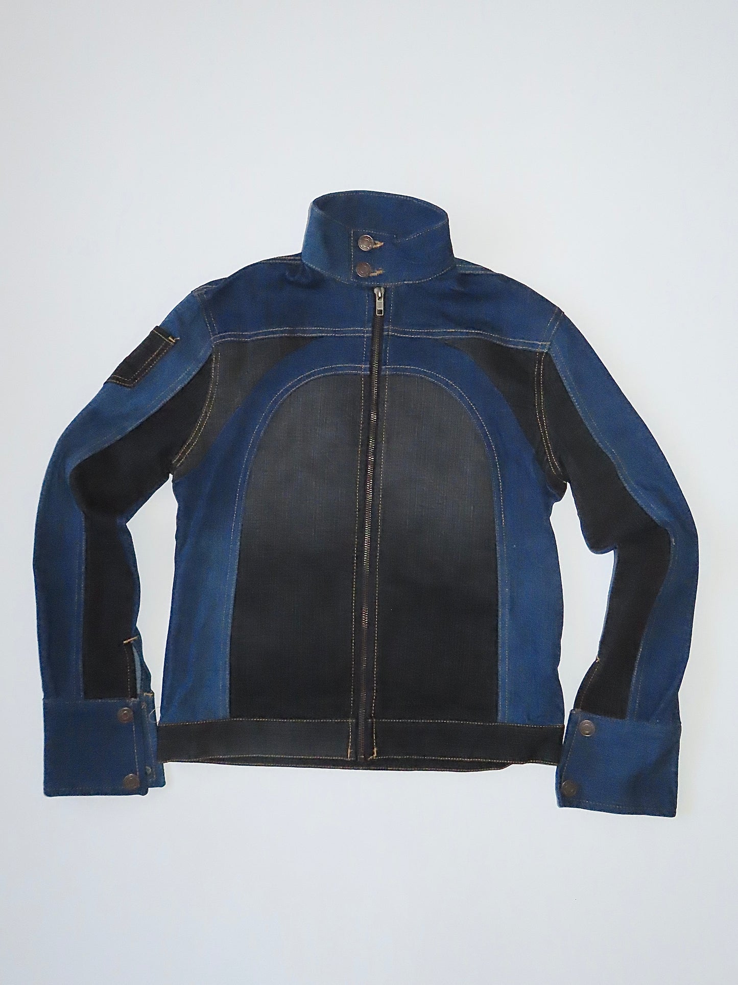 DENIM REWORK MOTO JACKET #2 / MEDIUM