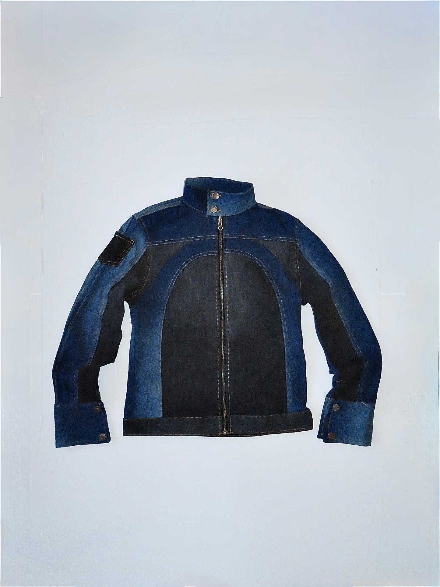 DENIM REWORK MOTO JACKET #2 / MEDIUM