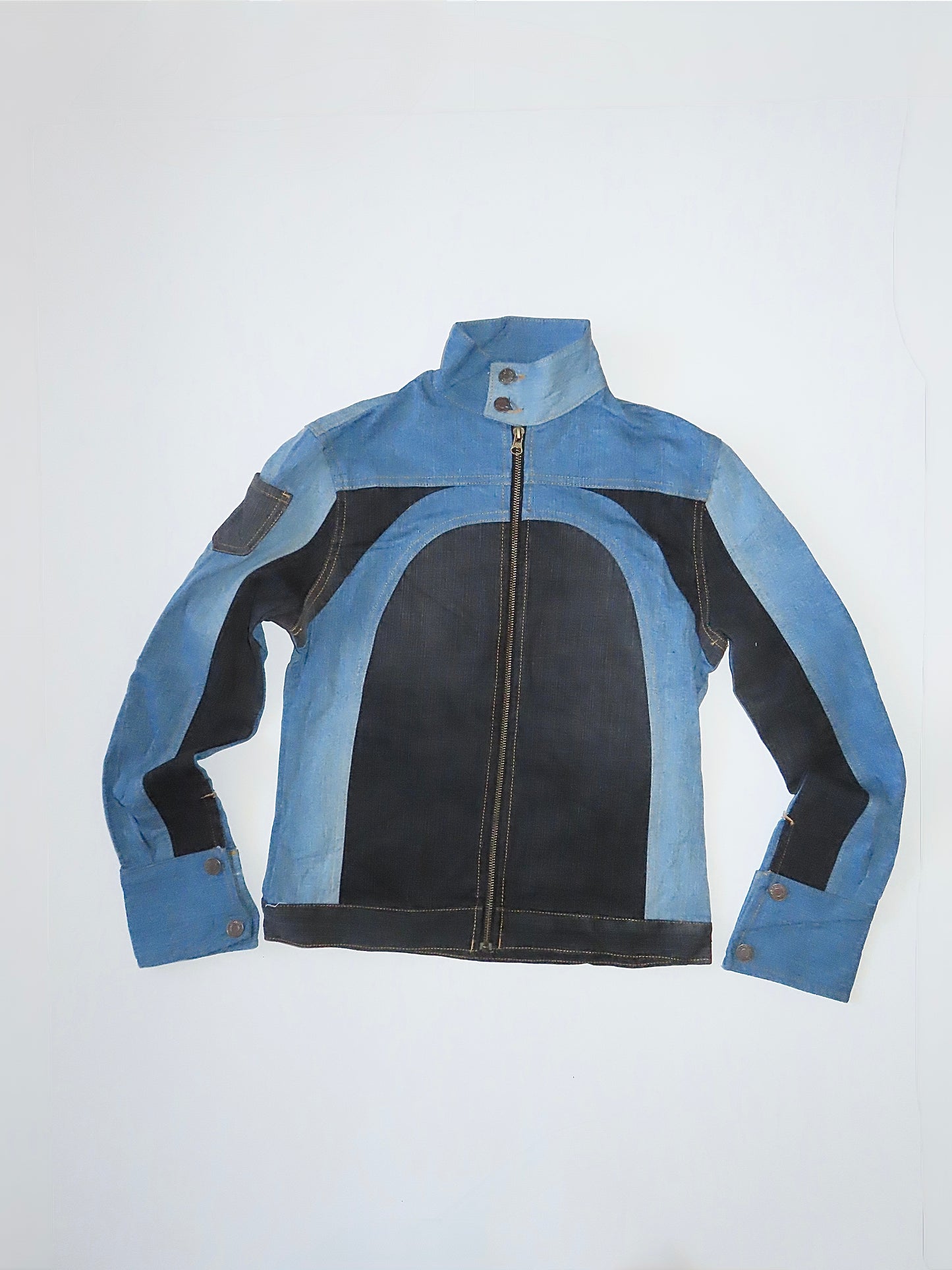 DENIM REWORK MOTO JACKET #4 / MEDIUM
