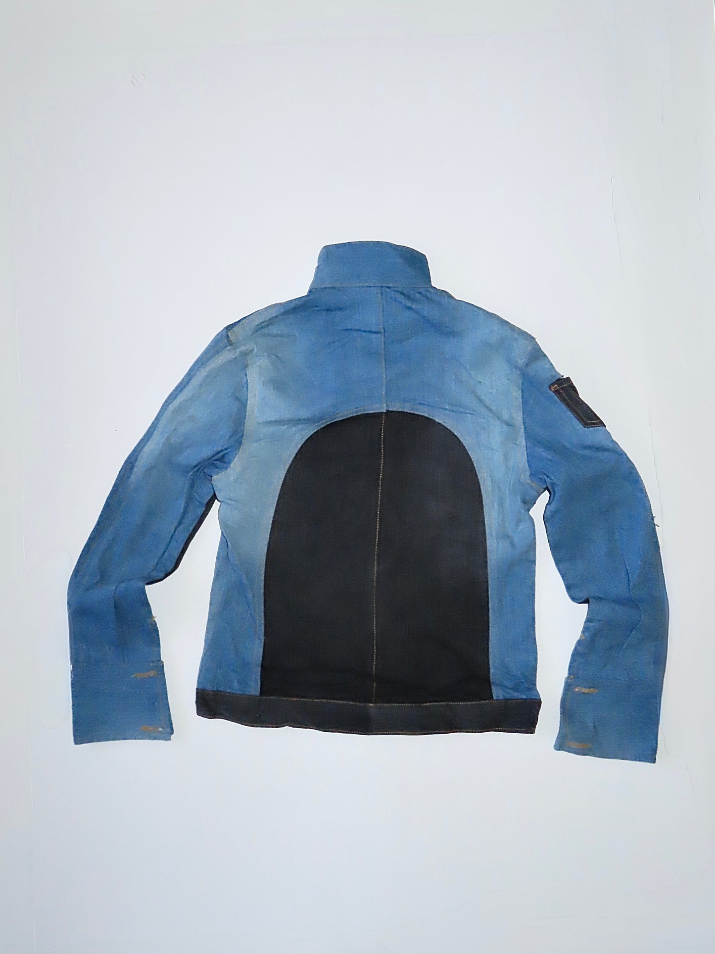 DENIM REWORK MOTO JACKET #4 / MEDIUM