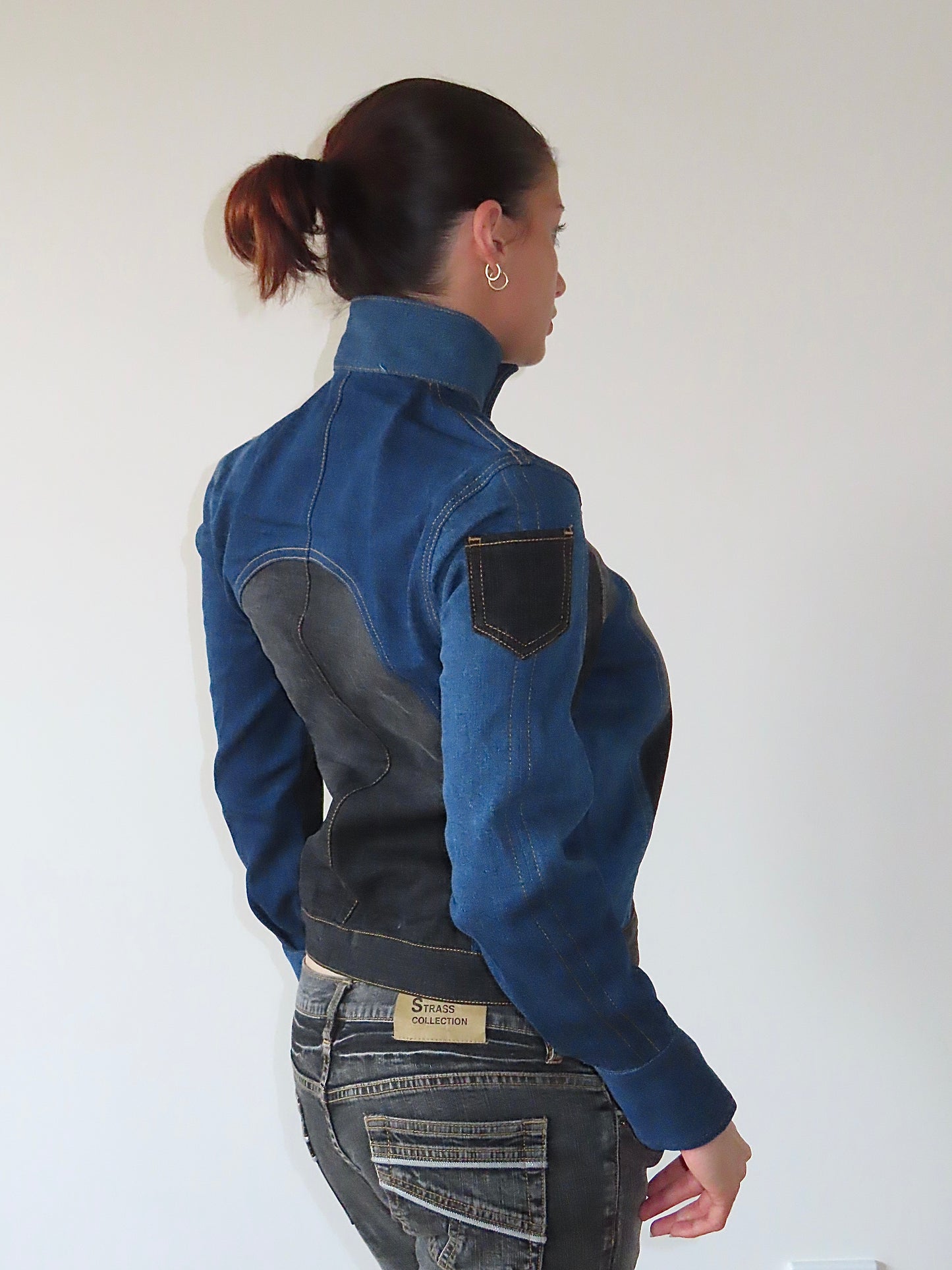 DENIM REWORK MOTO JACKET #1 / SMALL