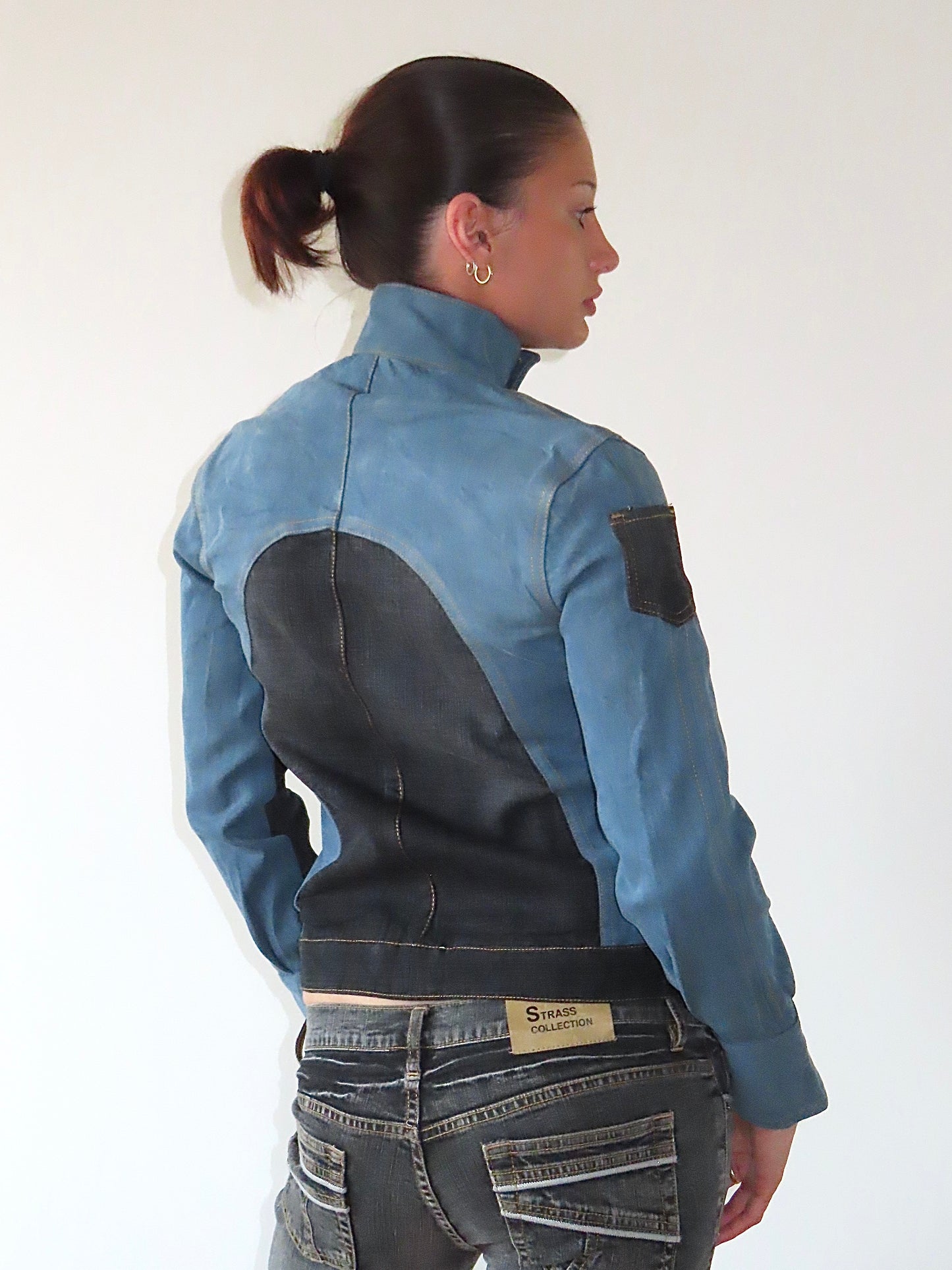 DENIM REWORK MOTO JACKET #3 / SMALL