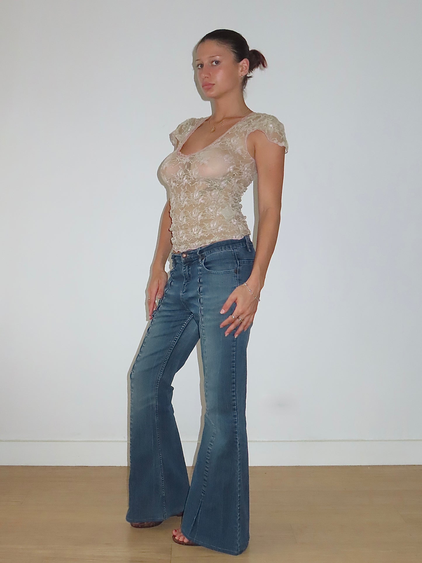 VERTICAL PANELED SEAM BOOTCUT JEANS / XL